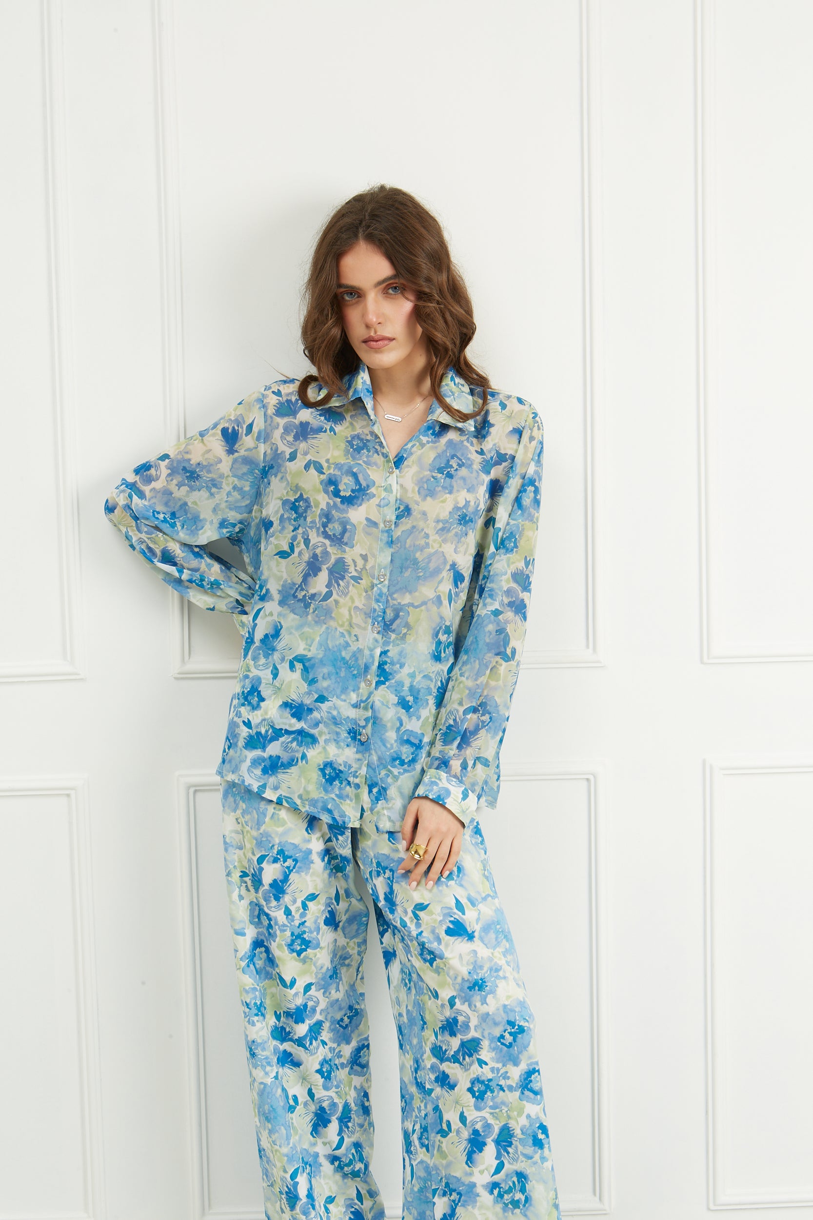 Πουκαμίσα μπλε floral