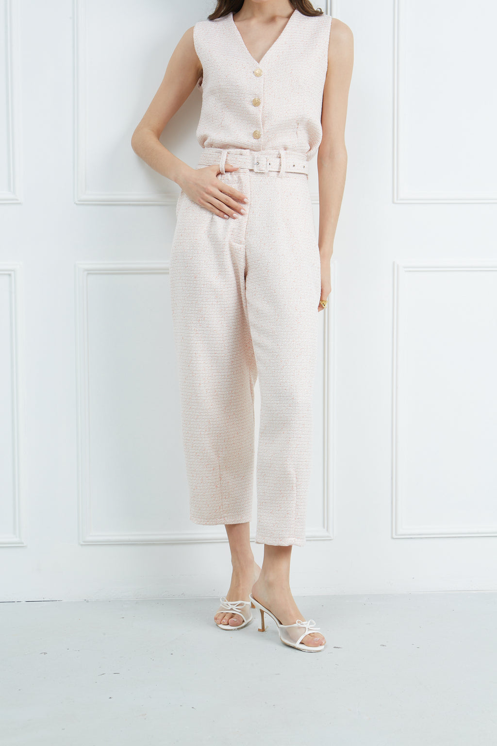 Παντελόνι mom fit tweed