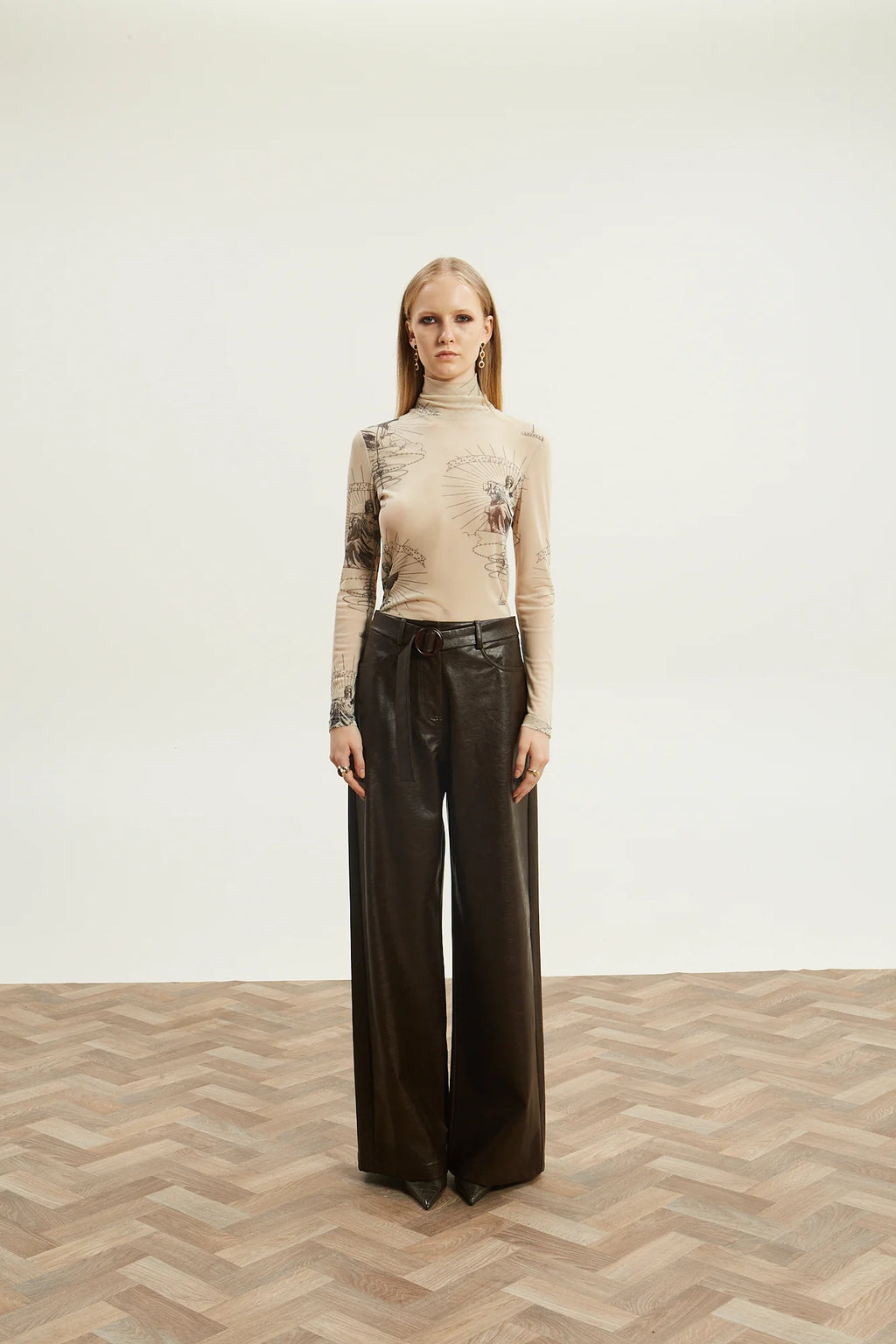 Livia eco leather brown pants