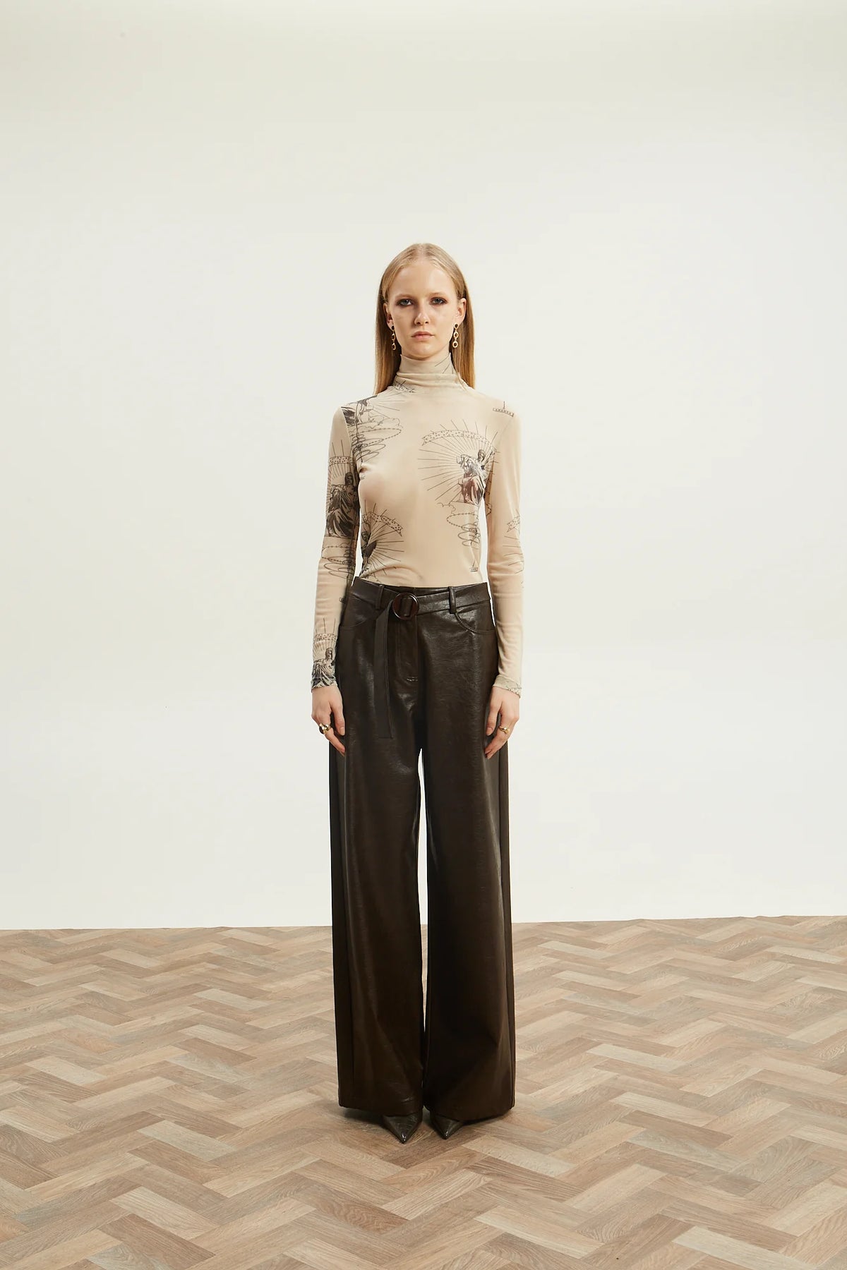 Livia eco leather brown pants