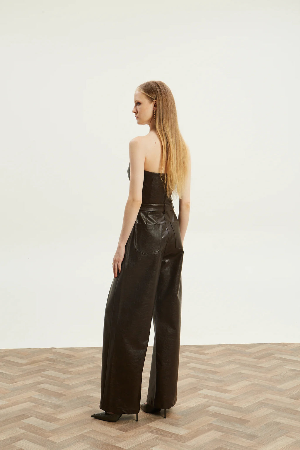 Livia eco leather brown pants