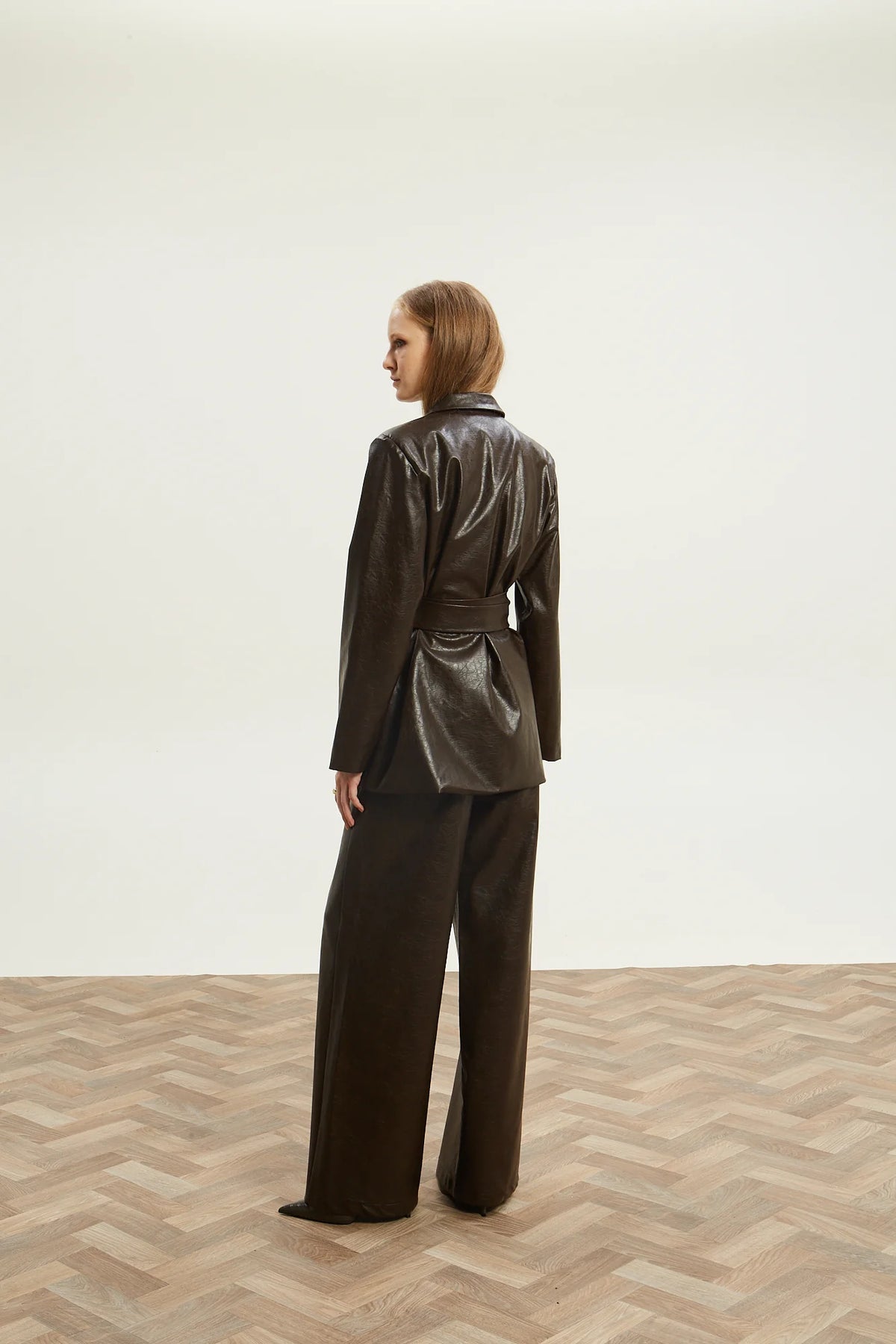 Livia eco leather brown blazer