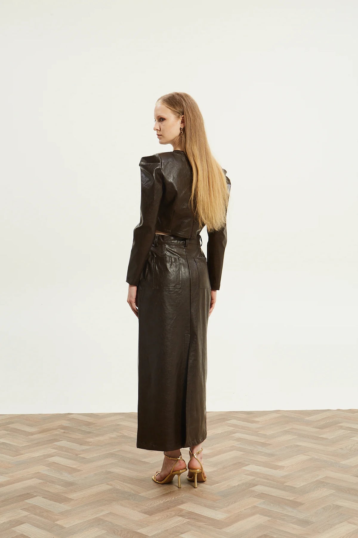 Livia eco leather brown skirt