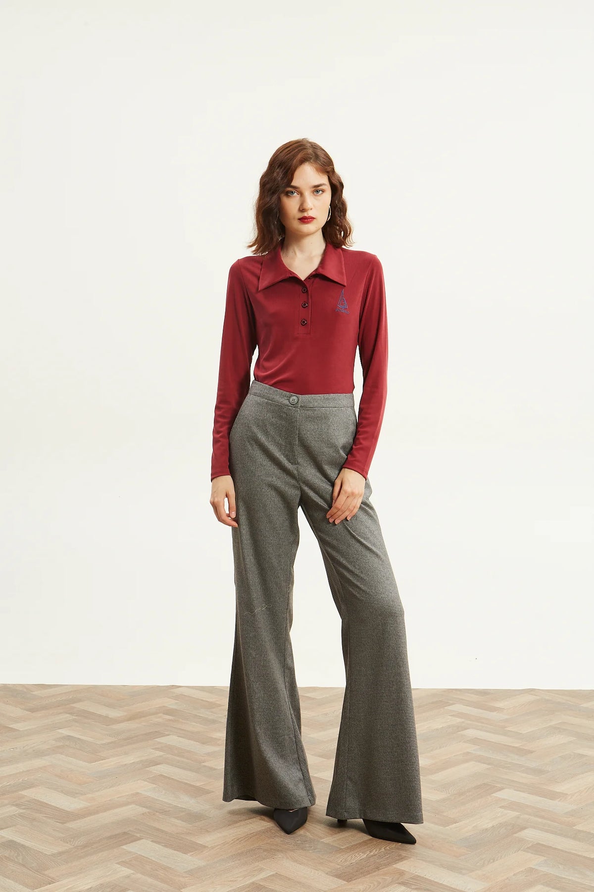 Nina polo bordeaux top