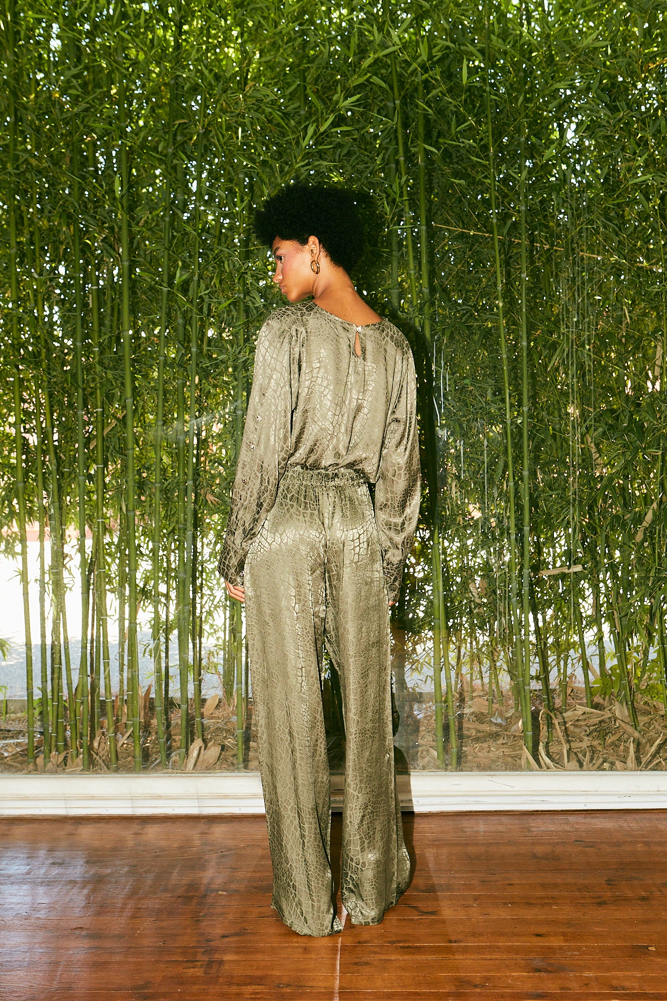 Jacquard pants olive