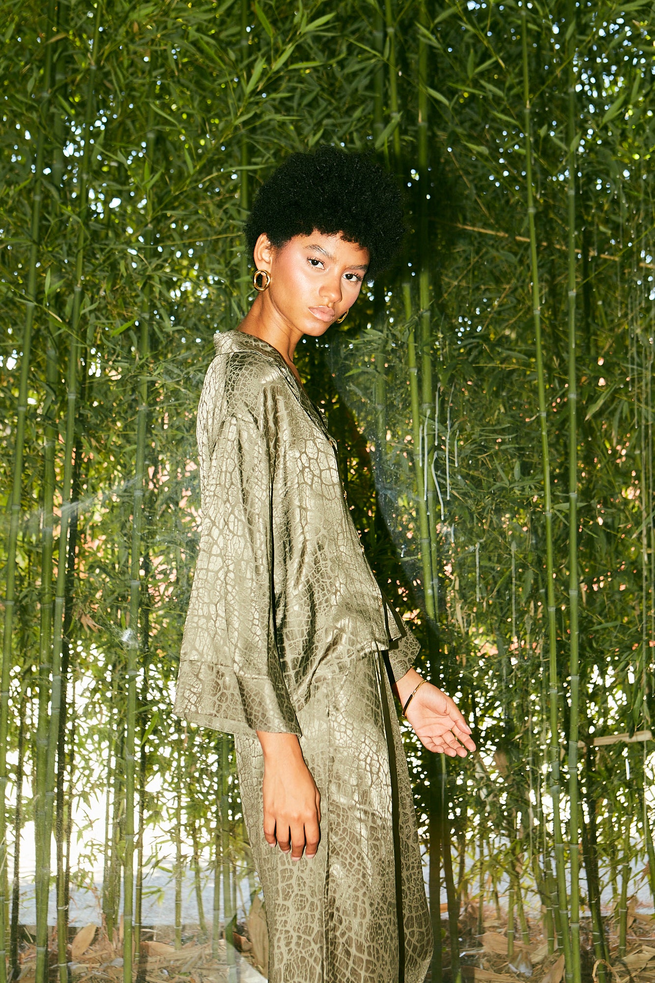 Jacquard shirt olive