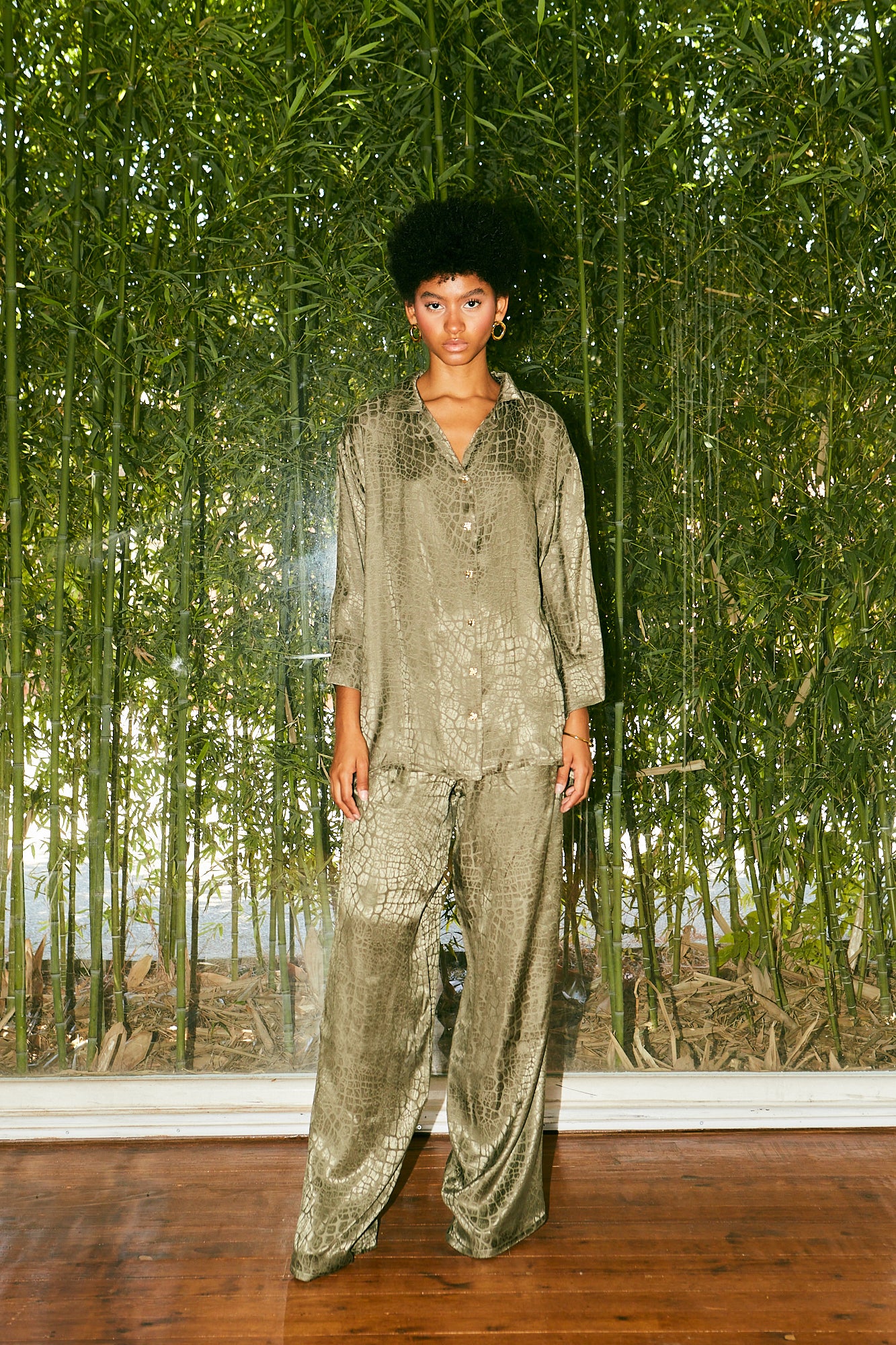 Jacquard shirt olive