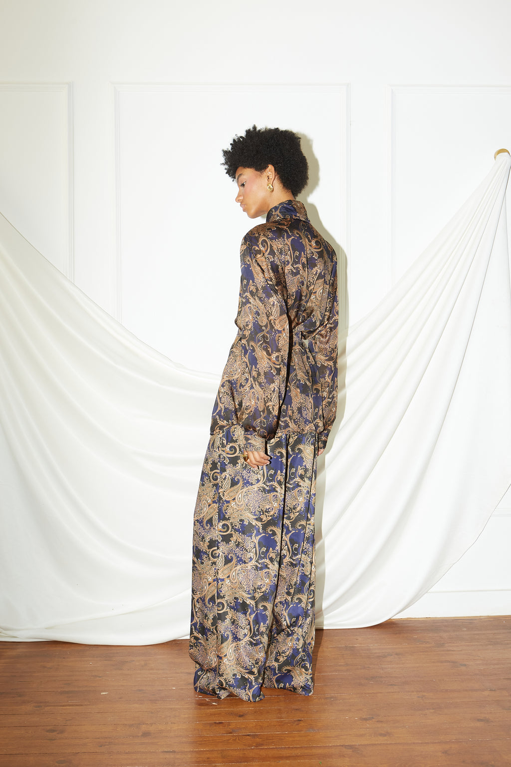 Navy-bronze pants