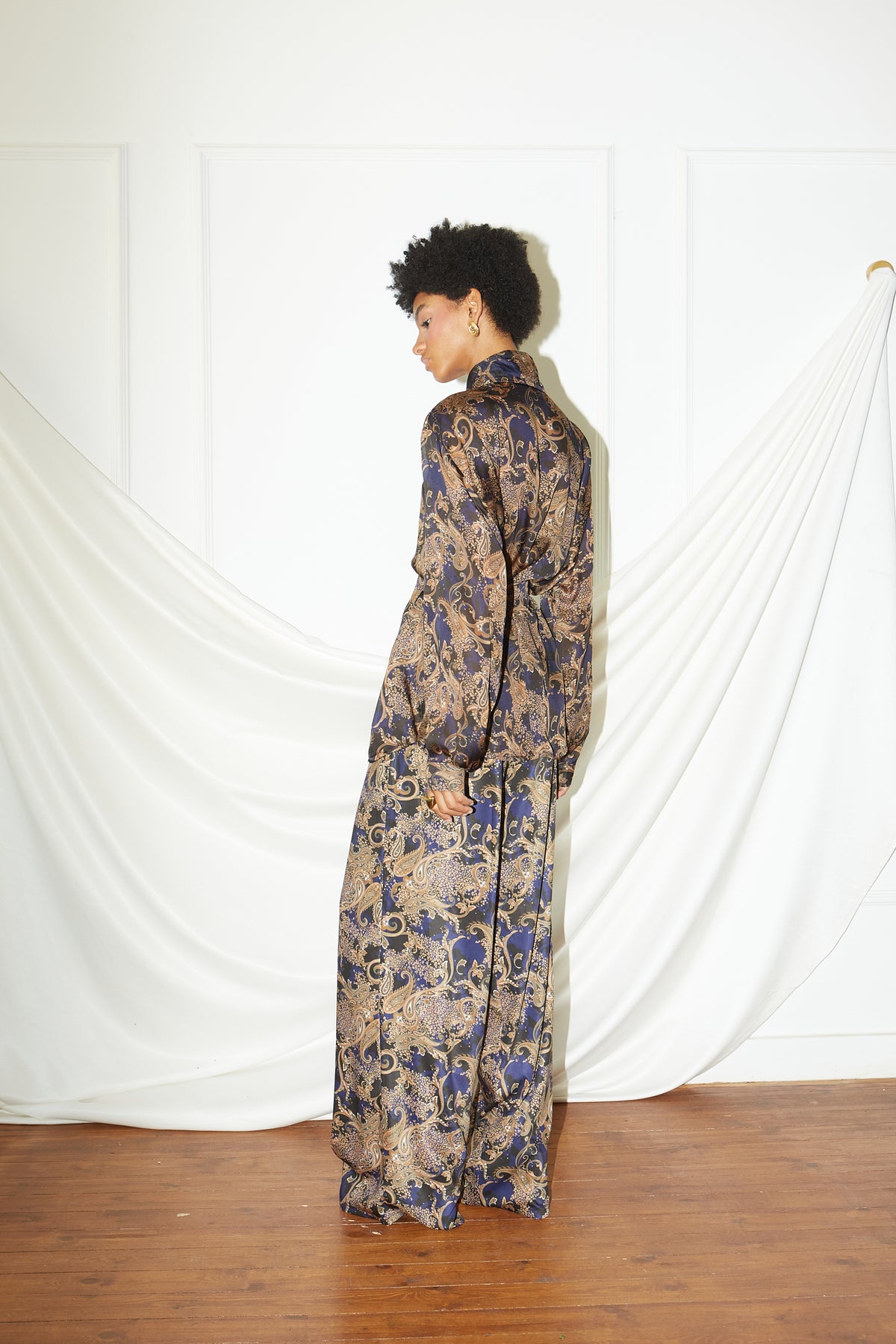 Navy-bronze pants