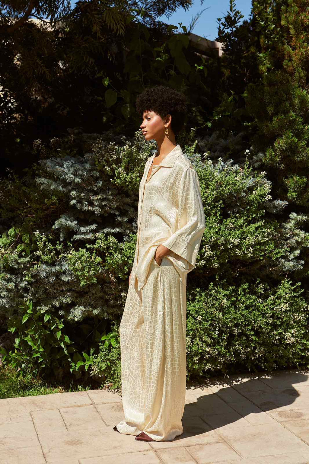 Jacquard pants cream