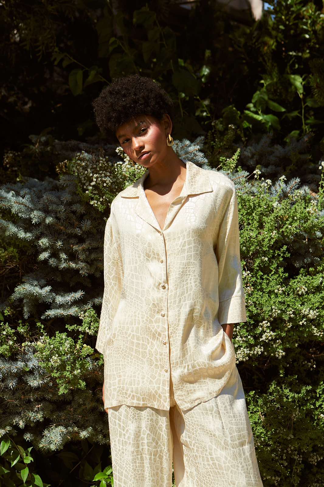 Jacquard shirt cream