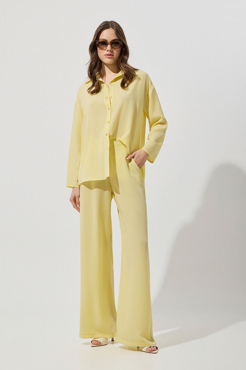 Oversized pastel yellow shirt