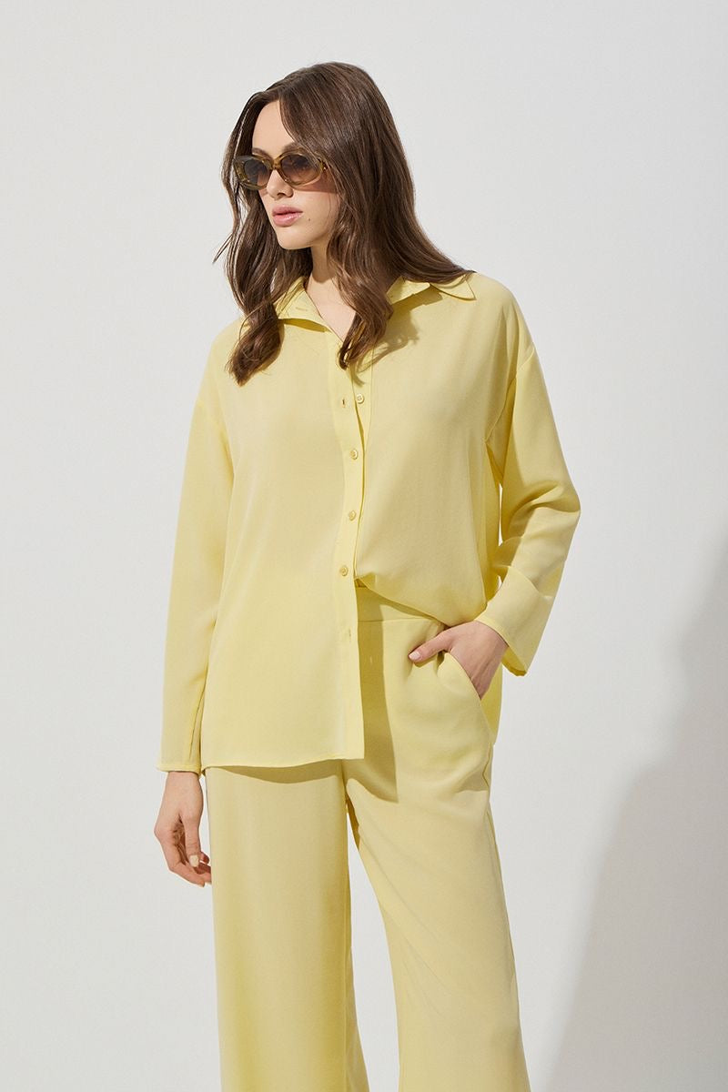 Oversized pastel yellow shirt