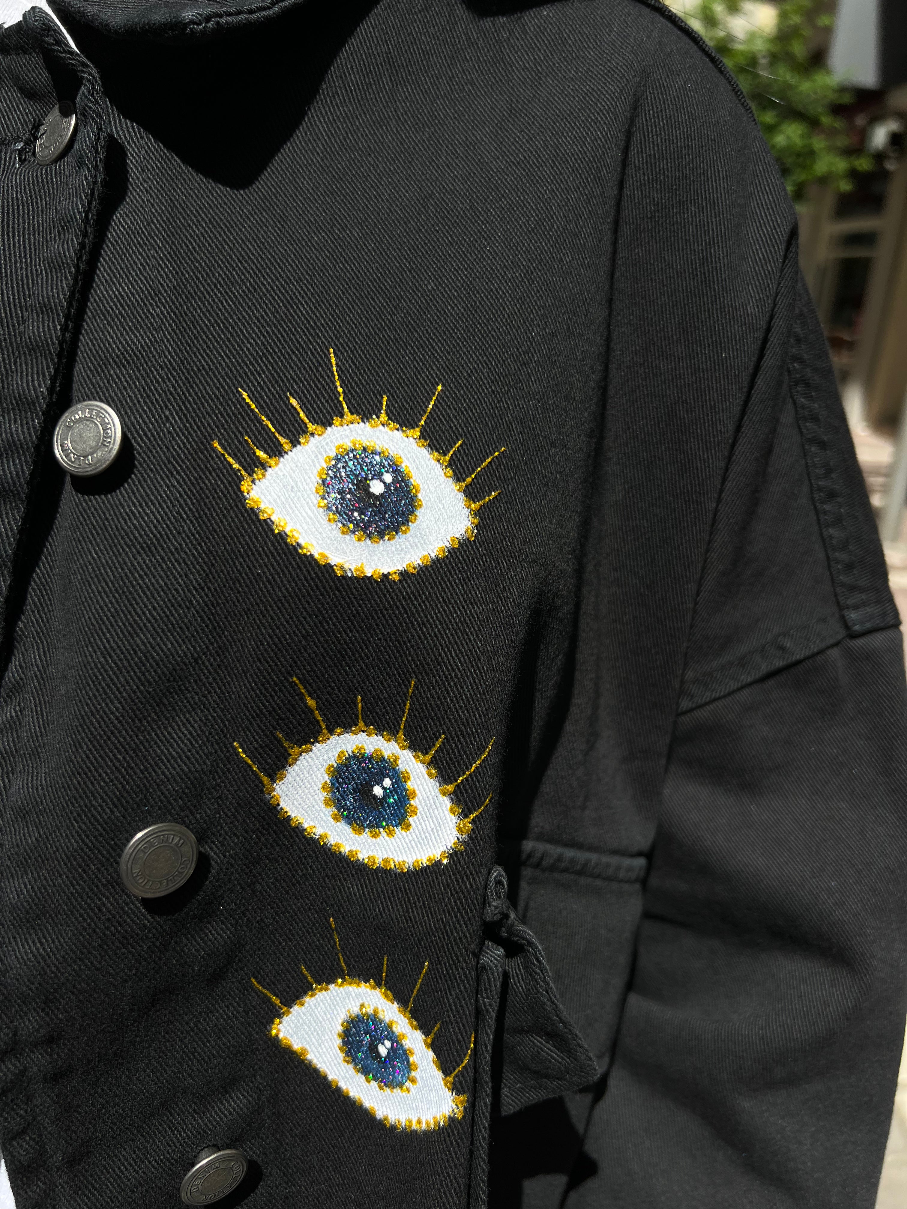 Black-blue eye crop  jacket