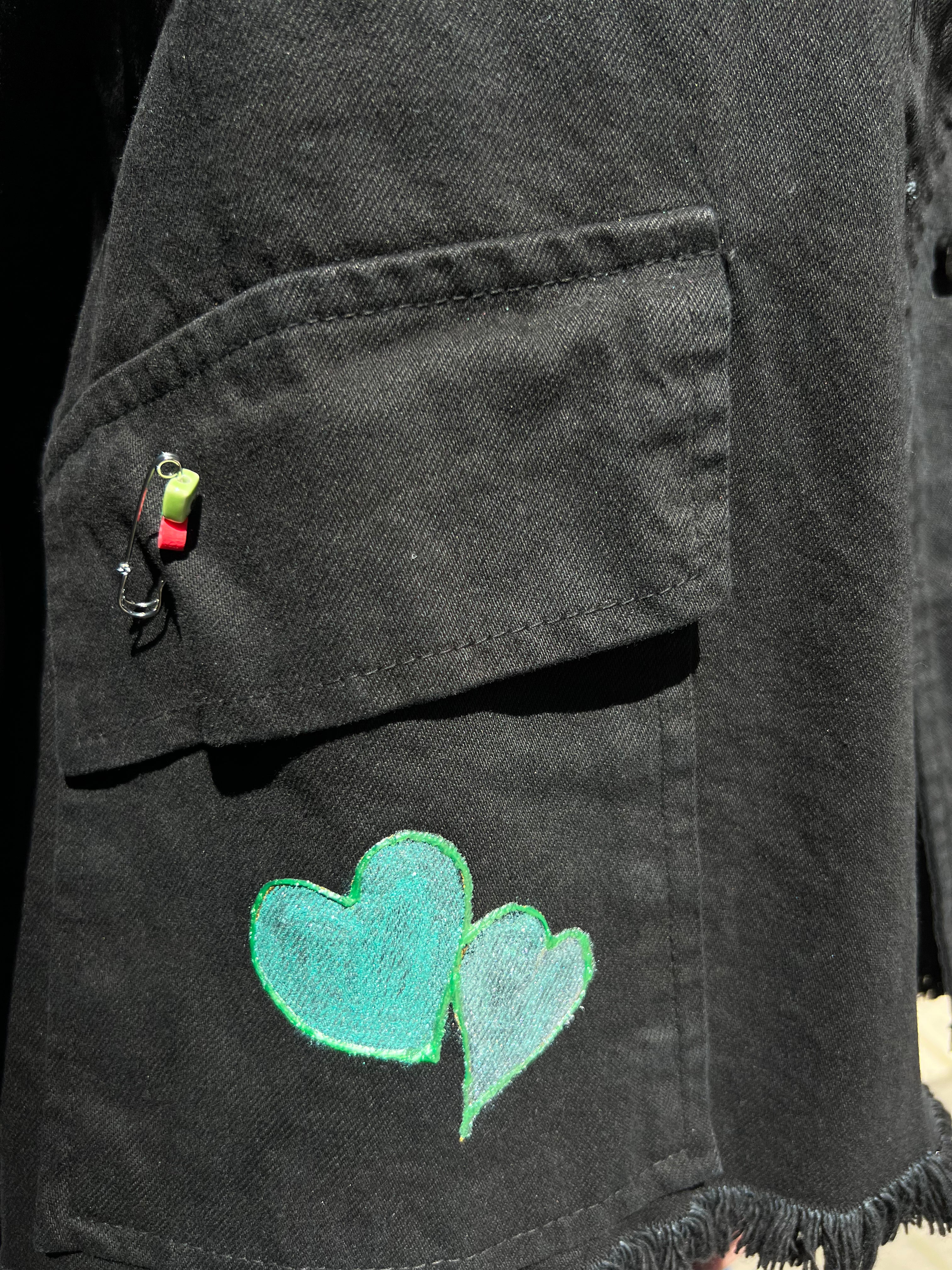 Black-turquoise eye crop jacket