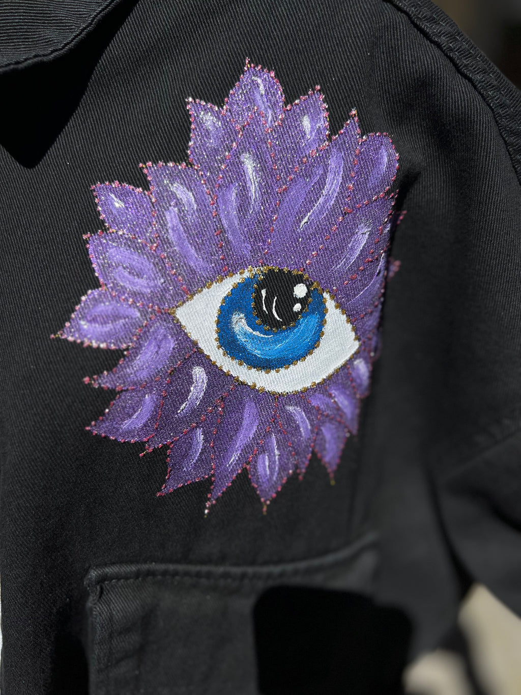 Black-purple eye crop jacket