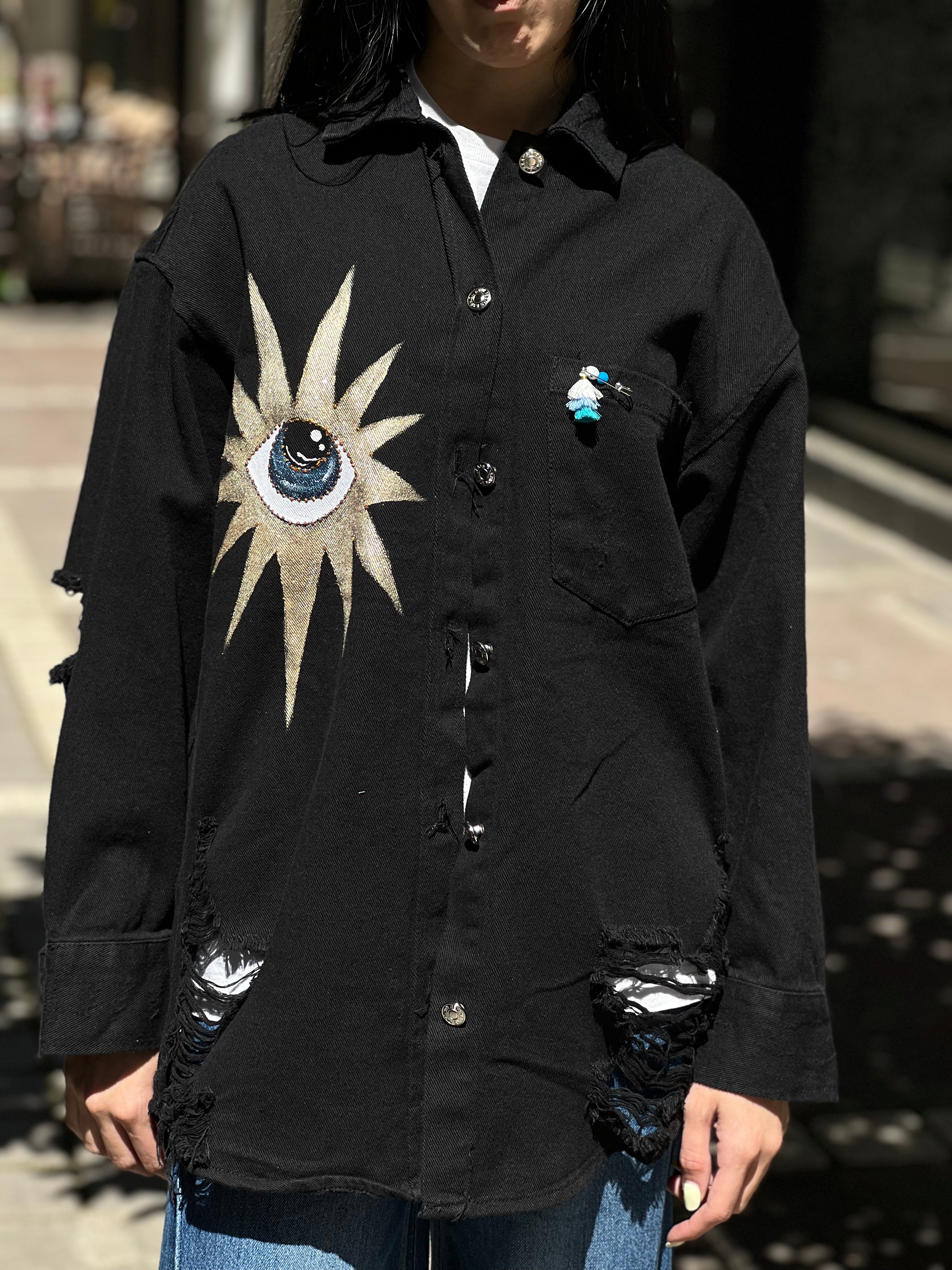 Black-gold eye long jacket