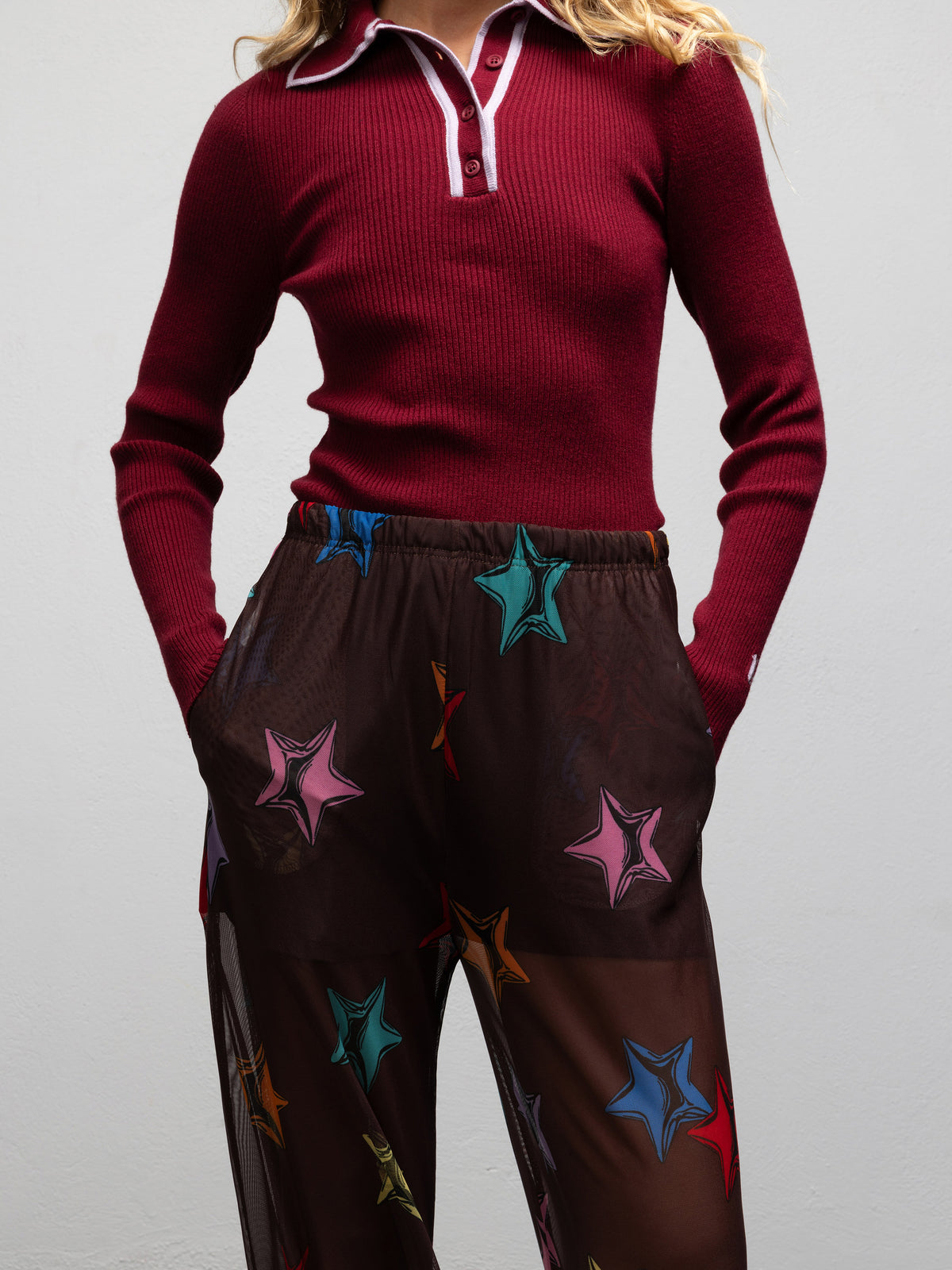 JACKIE POLO TOP - BURGUNDY