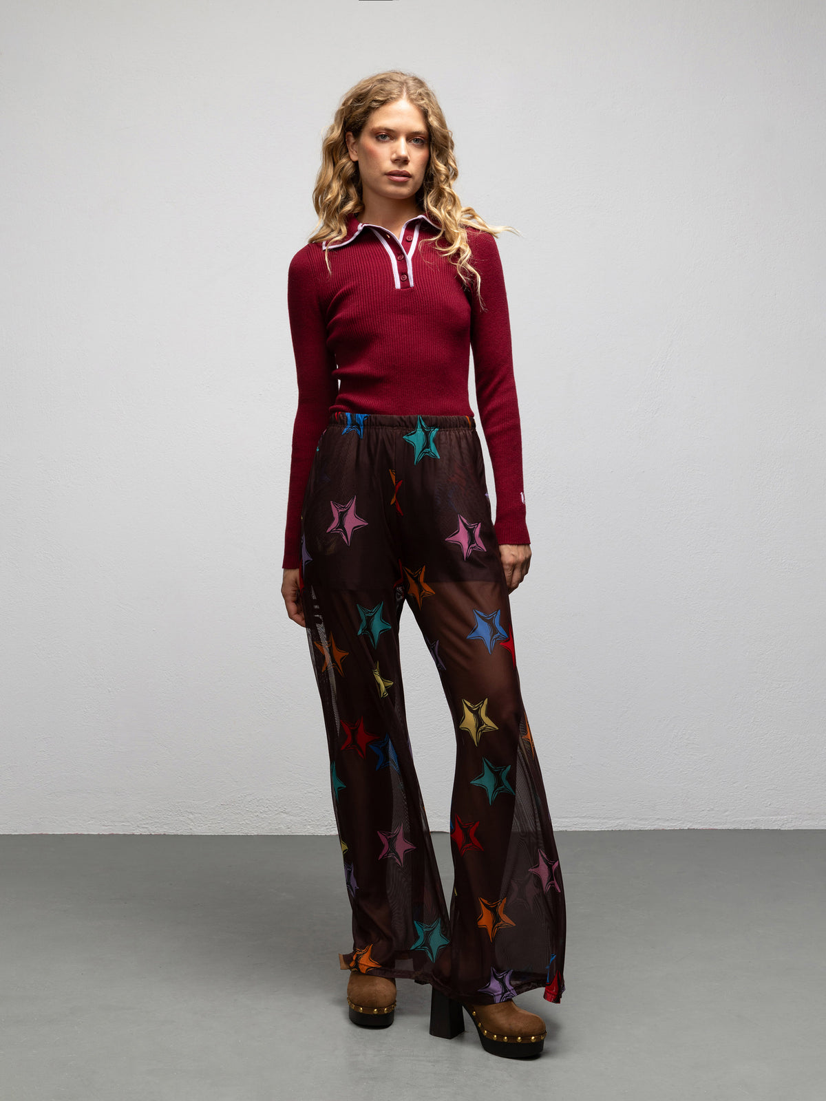 JACKIE POLO TOP - BURGUNDY