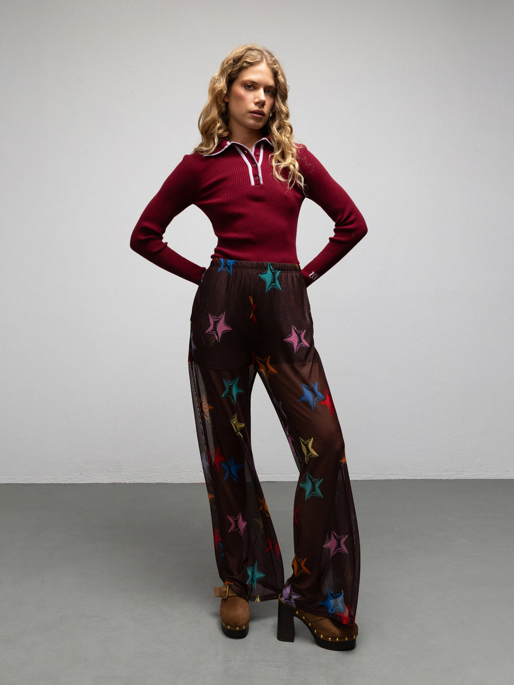 JACKIE POLO TOP - BURGUNDY