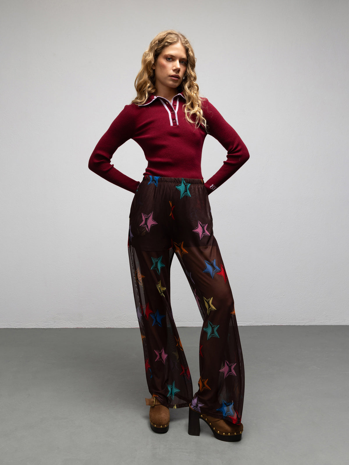 JACKIE POLO TOP - BURGUNDY
