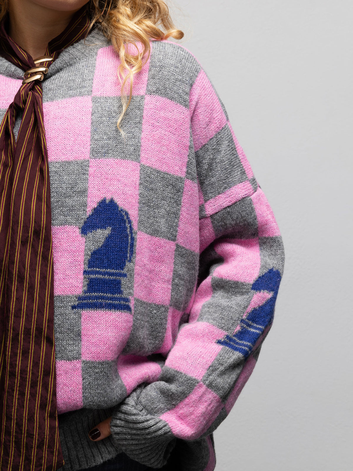 WARHOL KNIT SWEATER - CHESS PINK