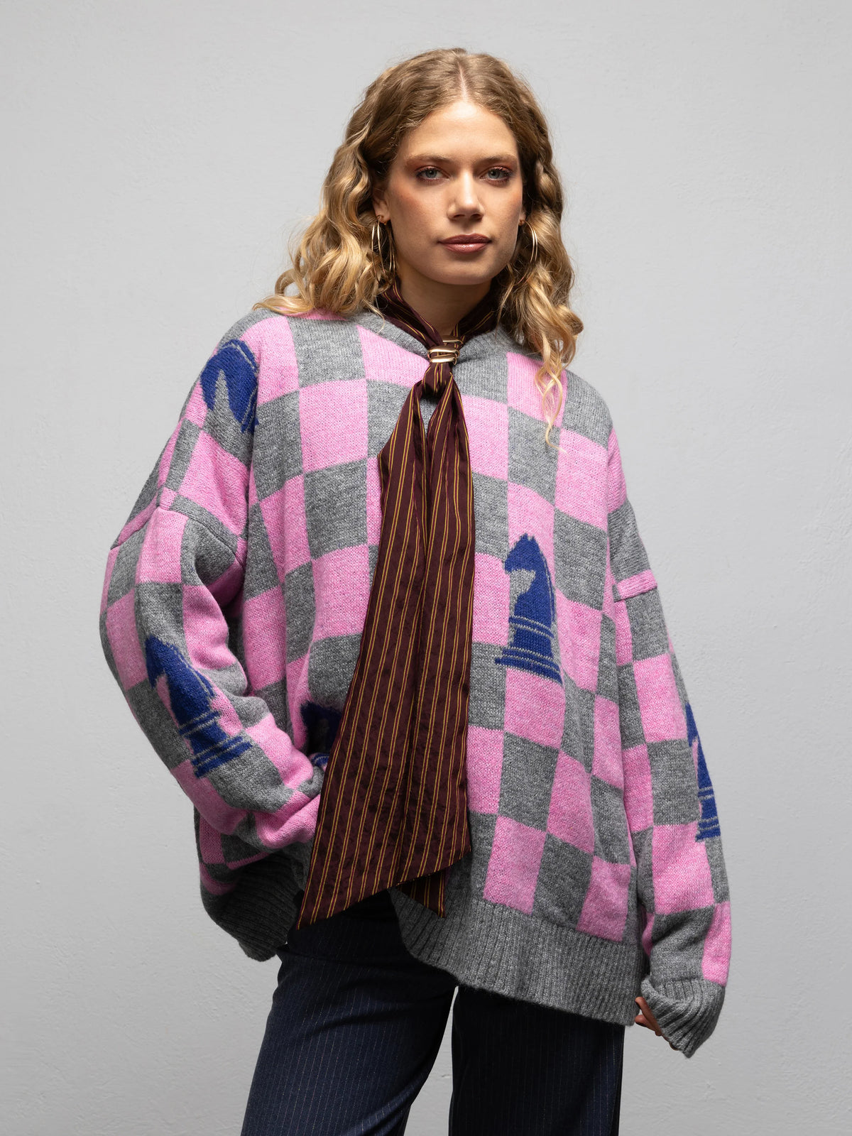 WARHOL KNIT SWEATER - CHESS PINK