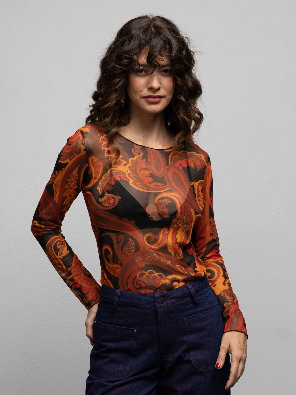 REMIX TOP - PAISLEY BLACK