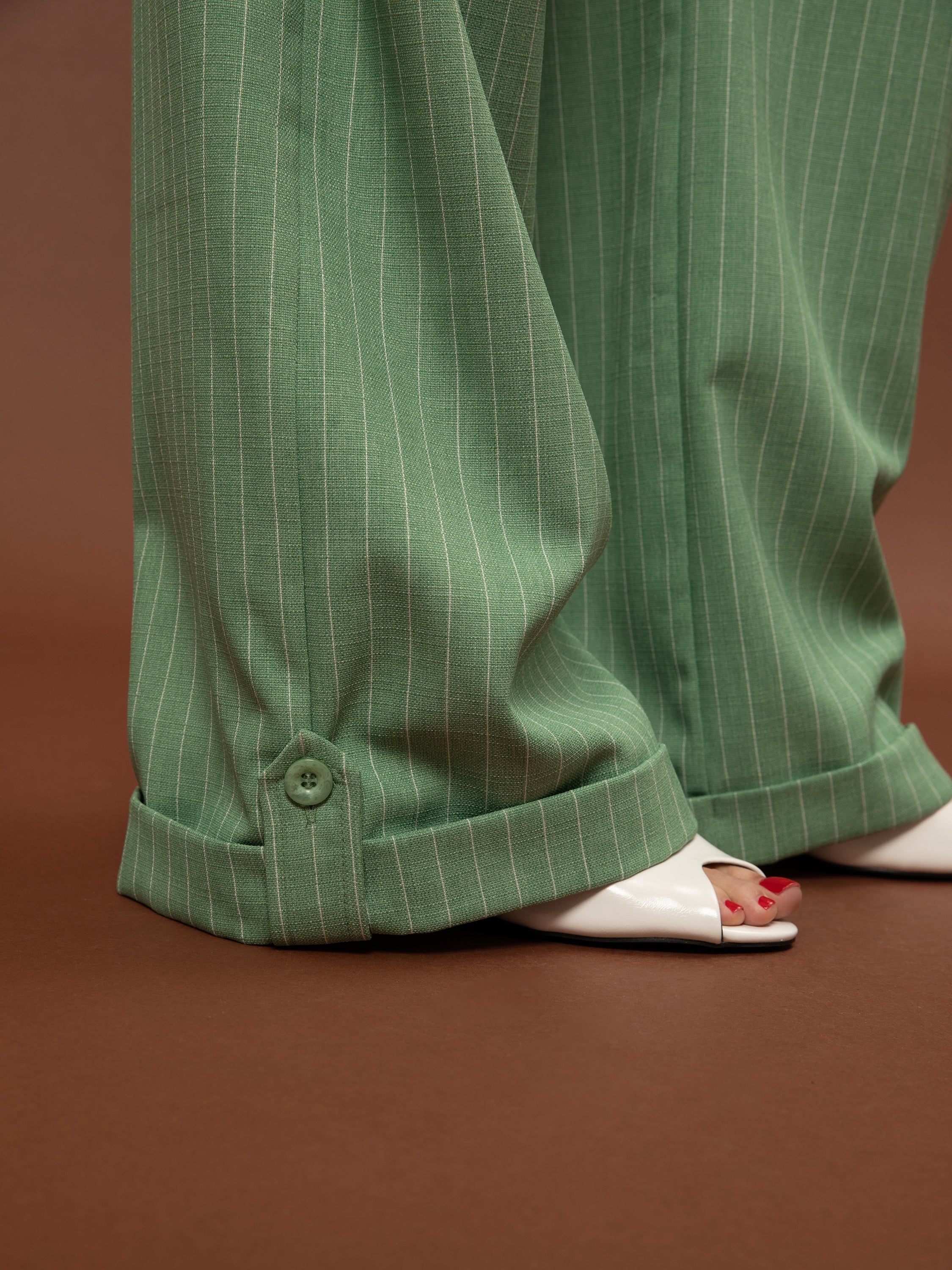 WIDE-LEG PLEATED PANTS - MINT