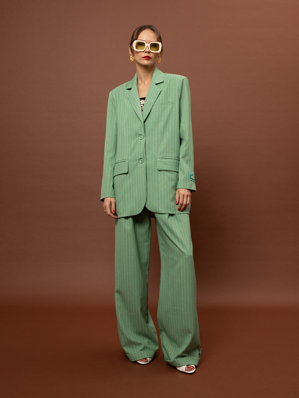 WIDE-LEG PLEATED PANTS - MINT