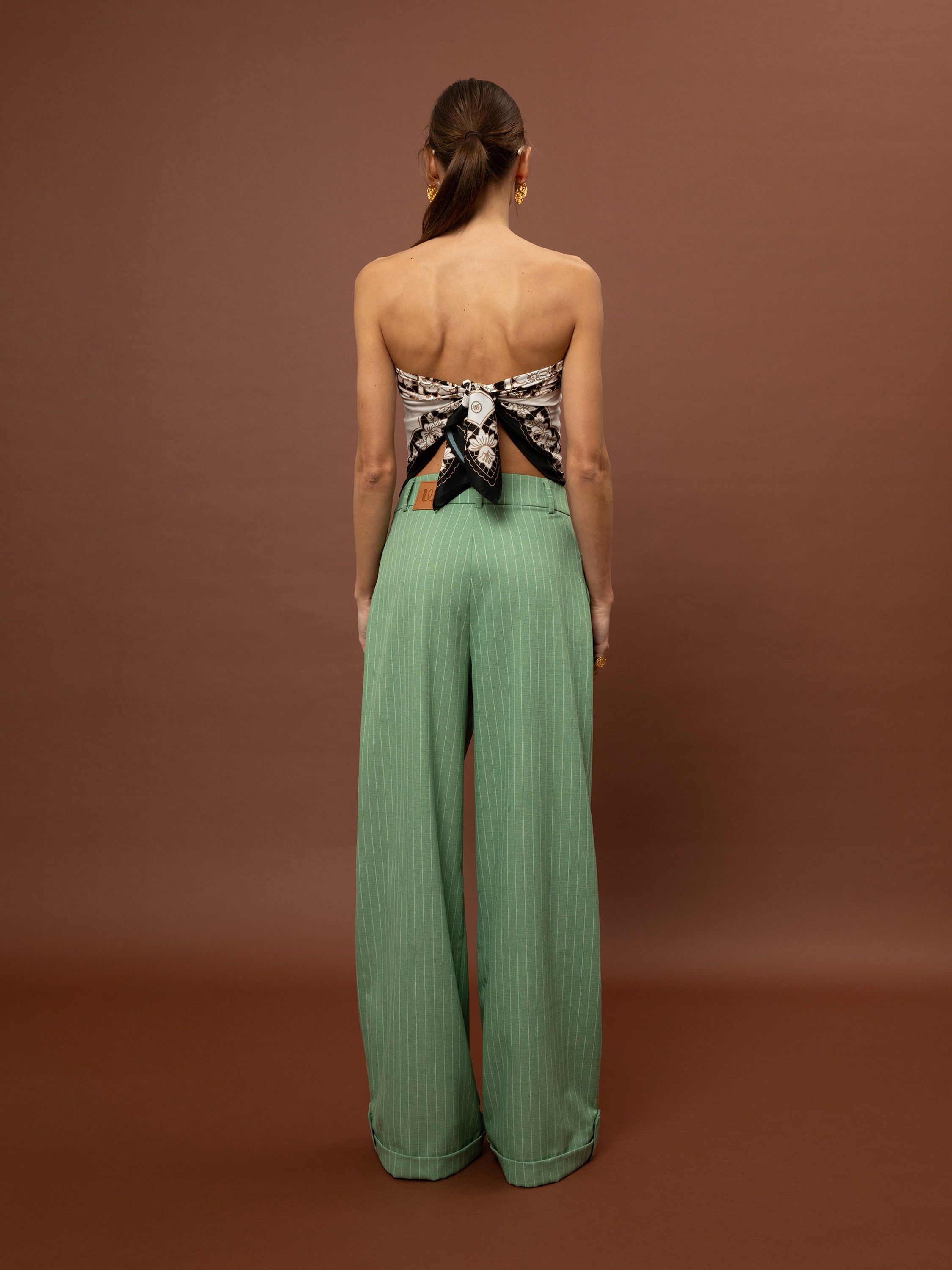 WIDE-LEG PLEATED PANTS - MINT