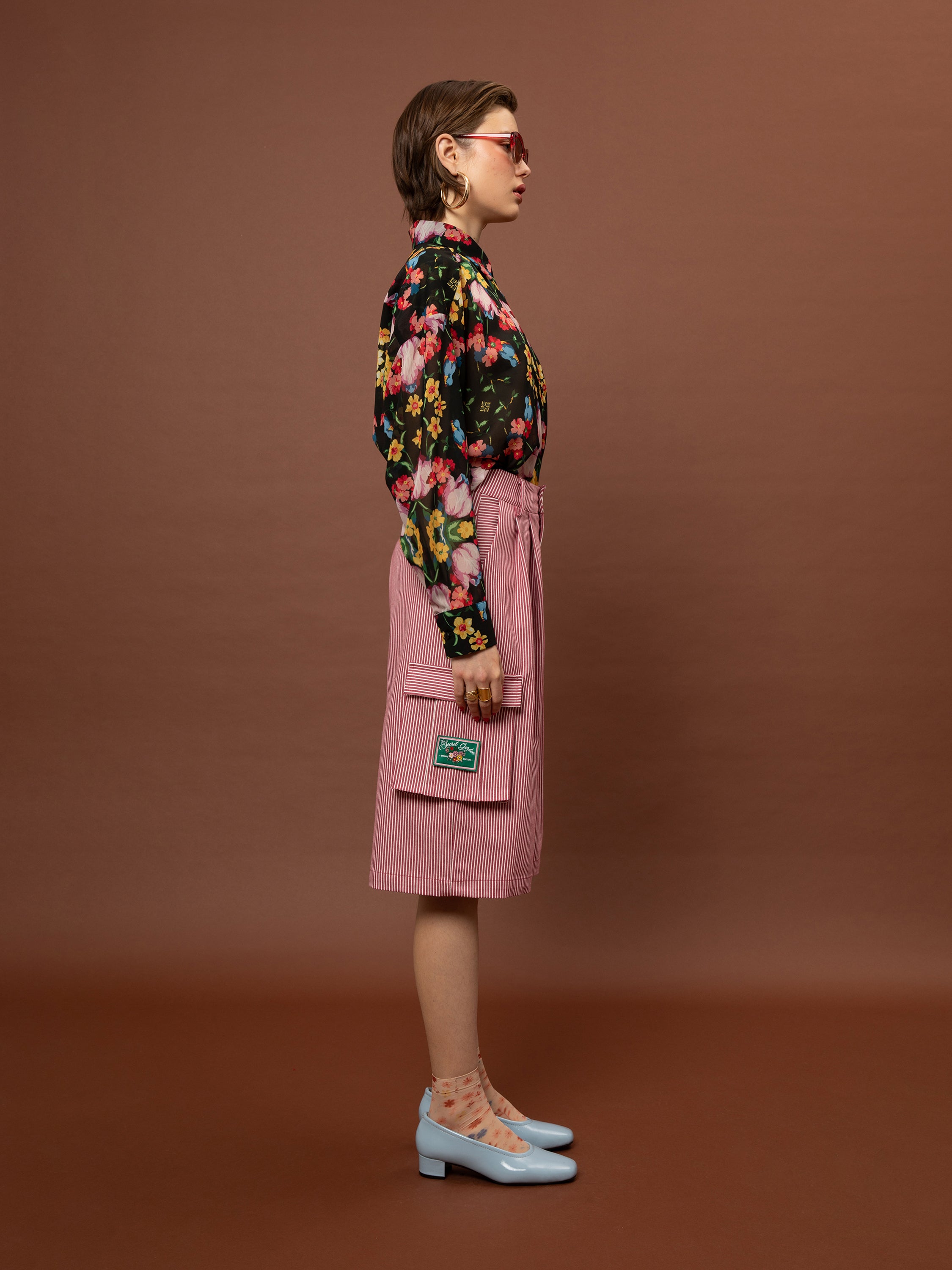 CARGO BERMUDA SHORTS - STRIPES RED