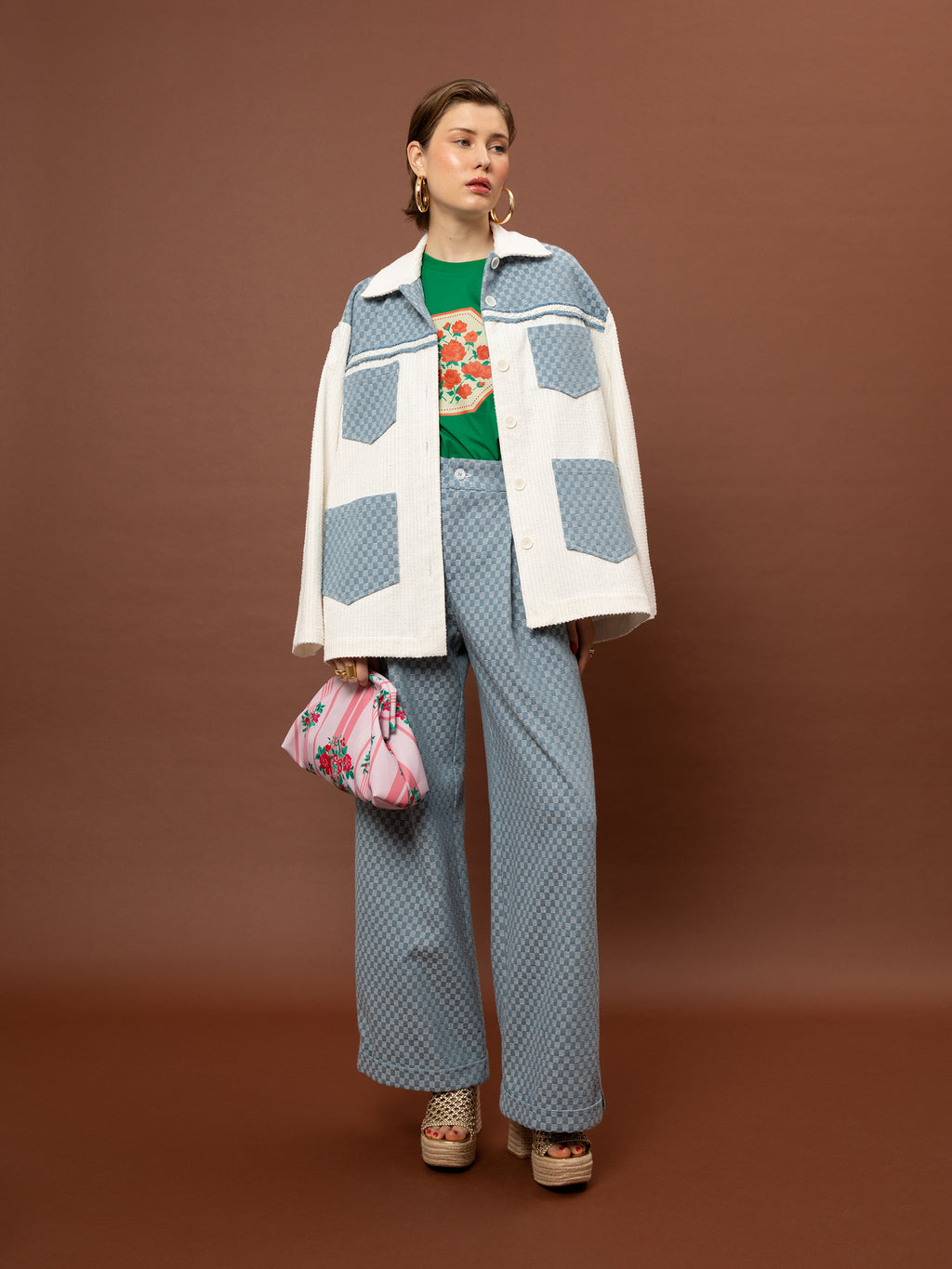 WIDE-LEG PLEATED PANTS - DENIM