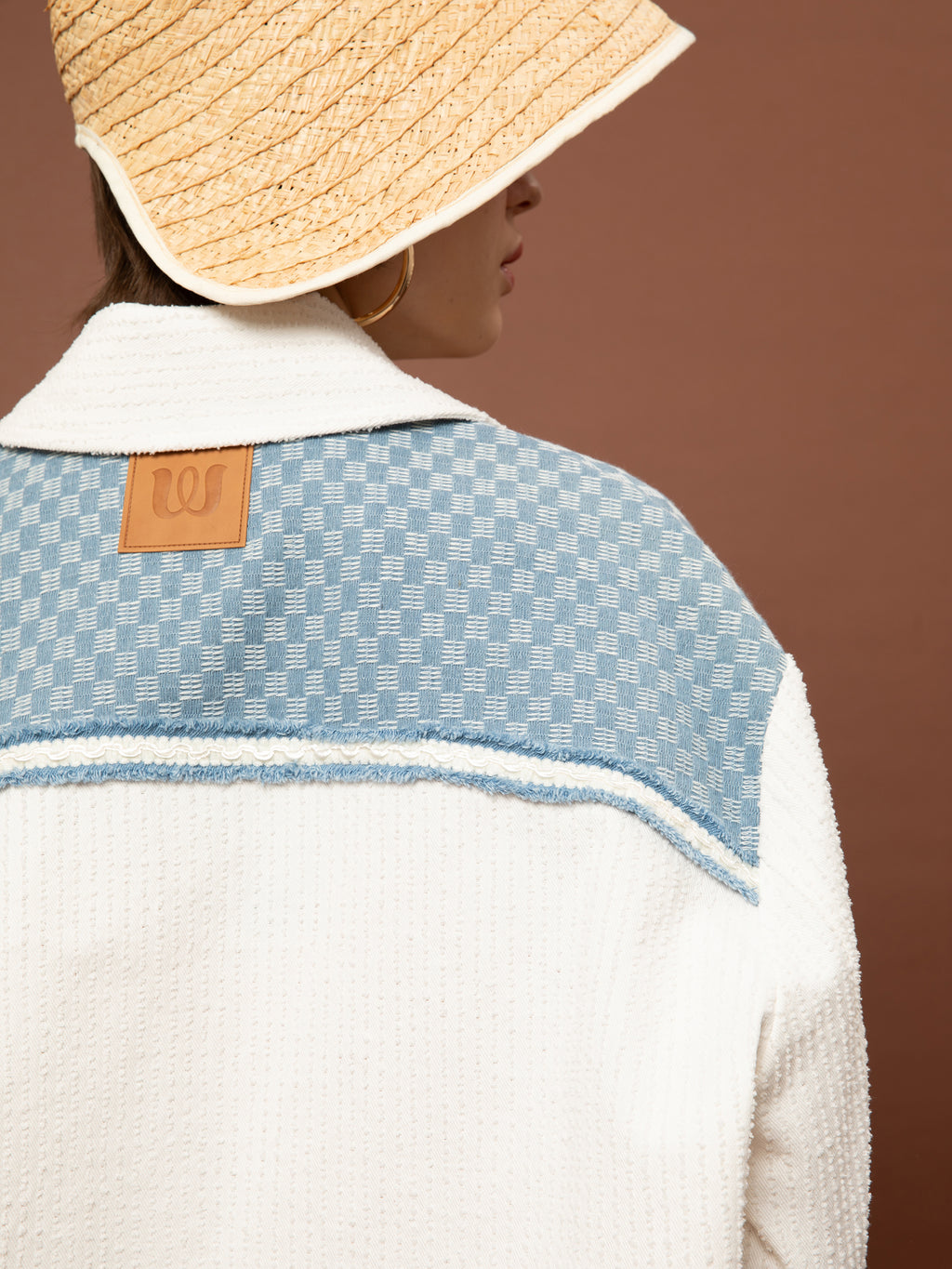 DENIM SHIRT JACKET - WHITE & BLUE