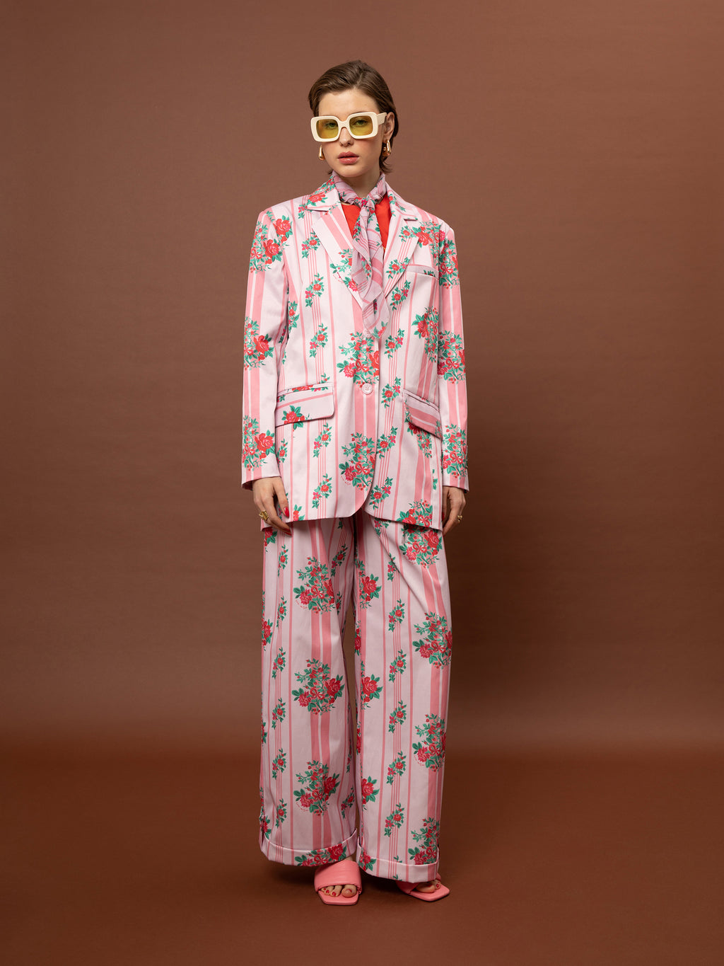 OVERSIZED BLAZER - STRIPES ROSES
