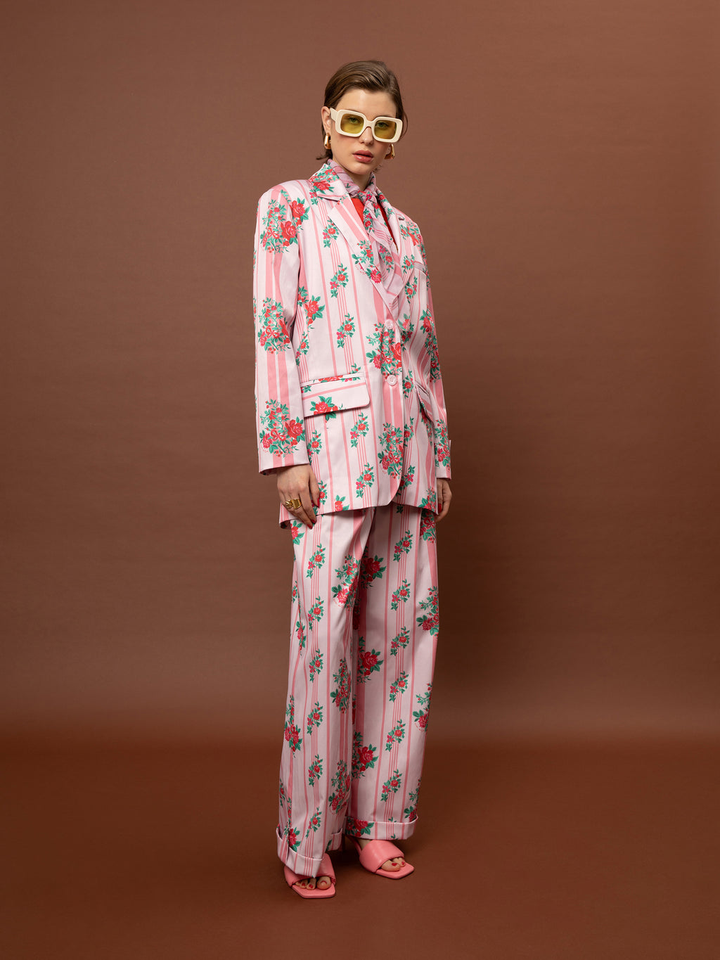 OVERSIZED BLAZER - STRIPES ROSES