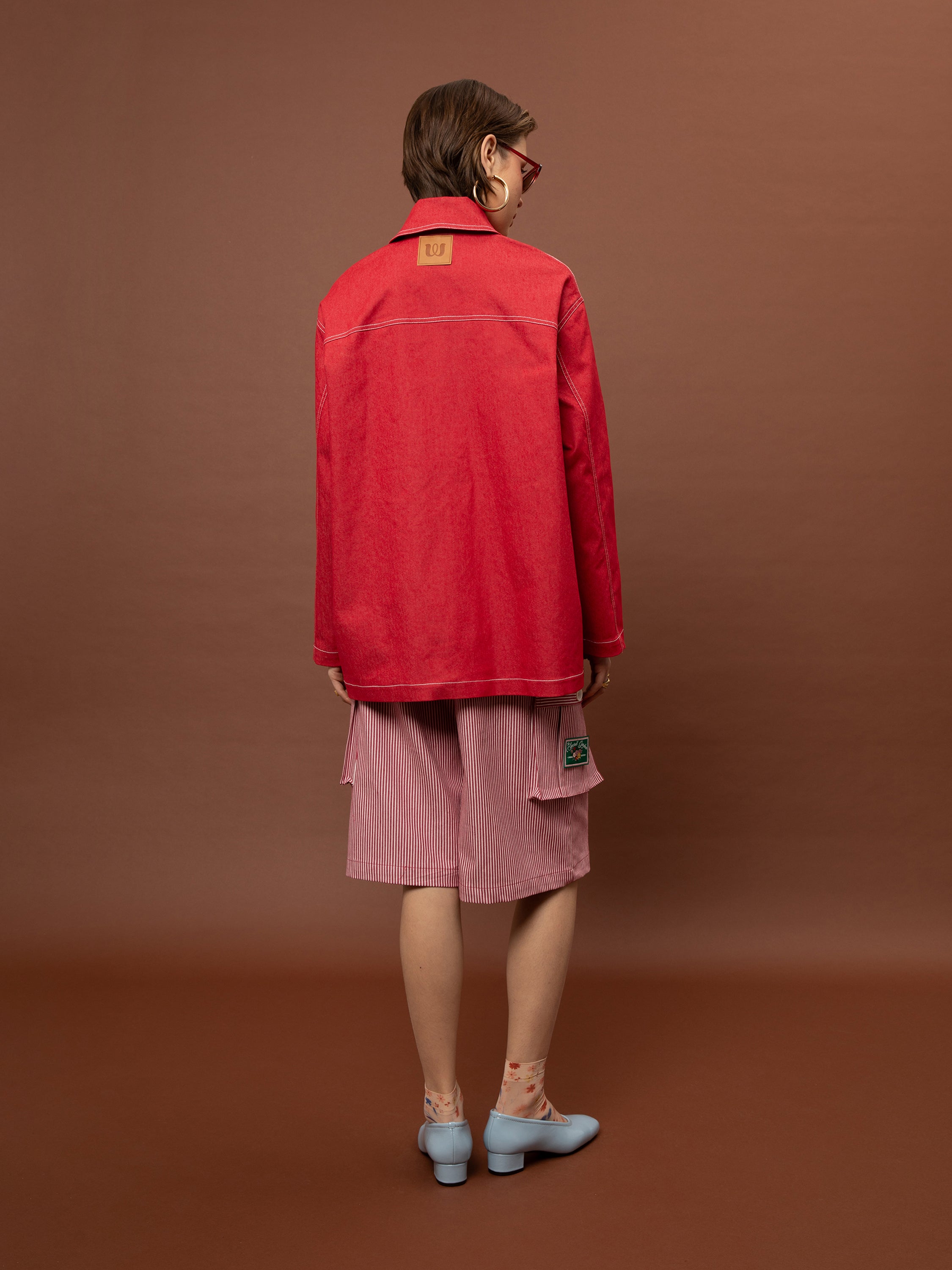 DENIM SHIRT JACKET - RED