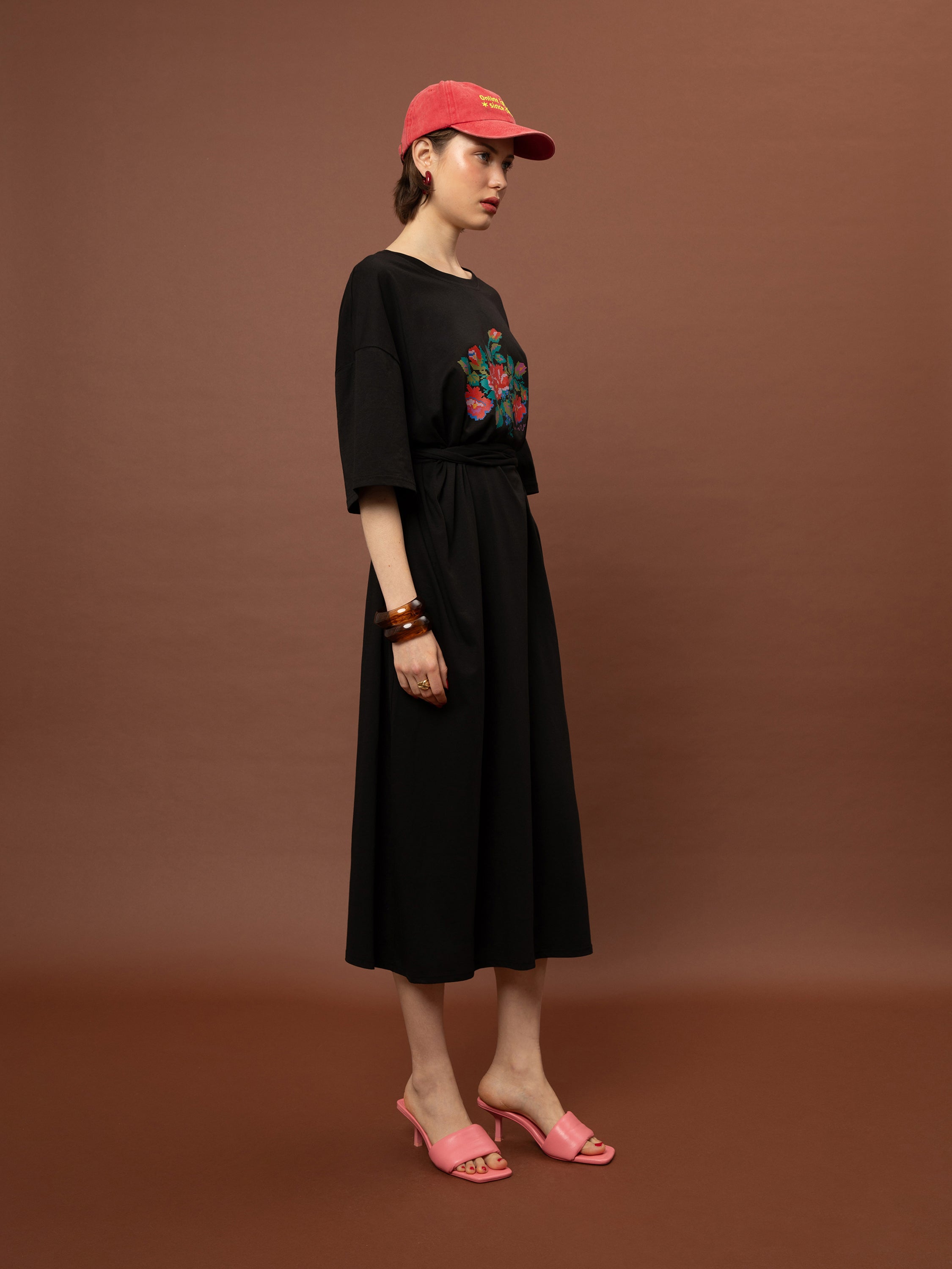 OVERSIZED MAXI T-SHIRT-DRESS BLACK