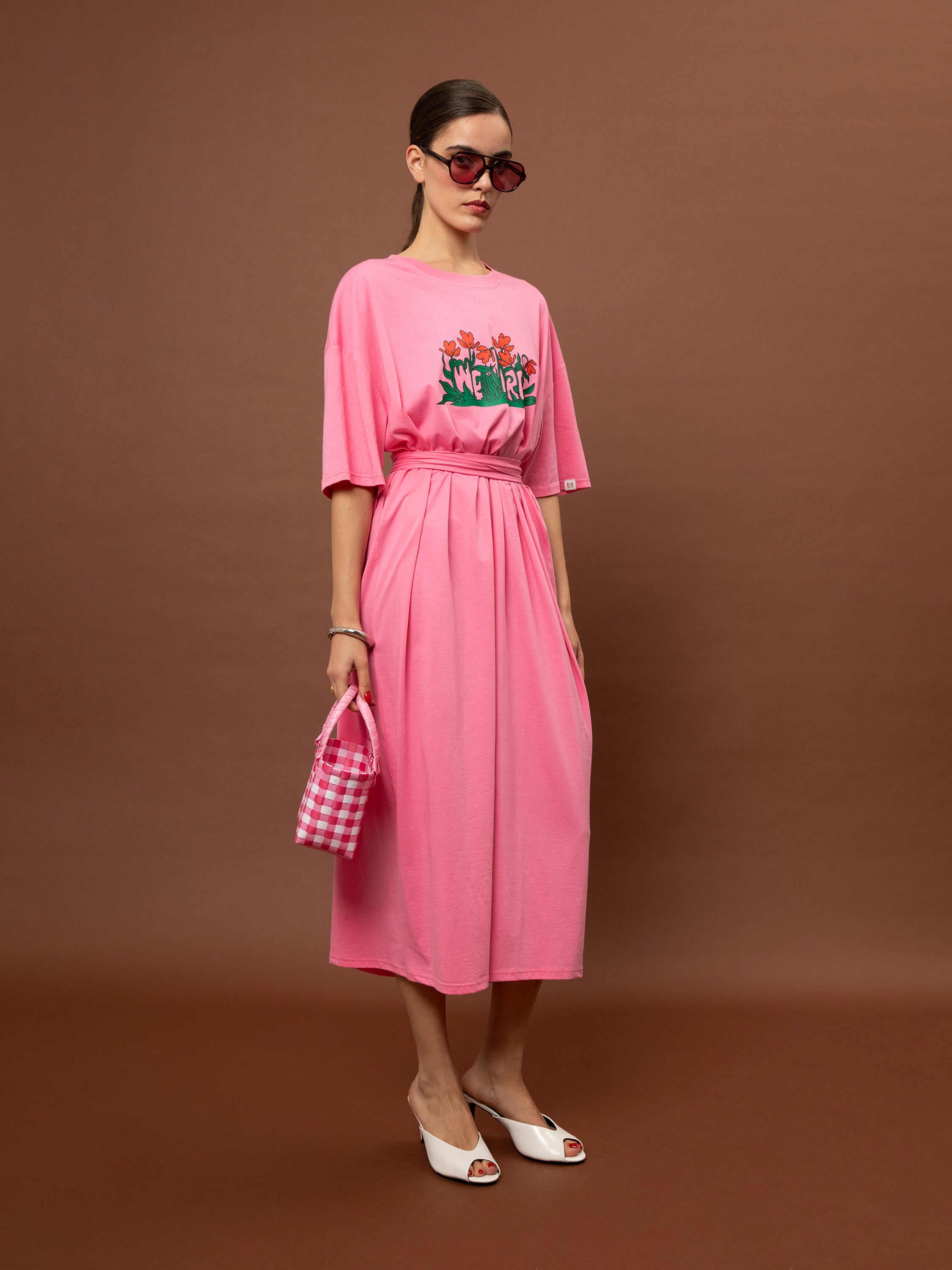OVERSIZED MAXI T-SHIRT-DRESS PINK
