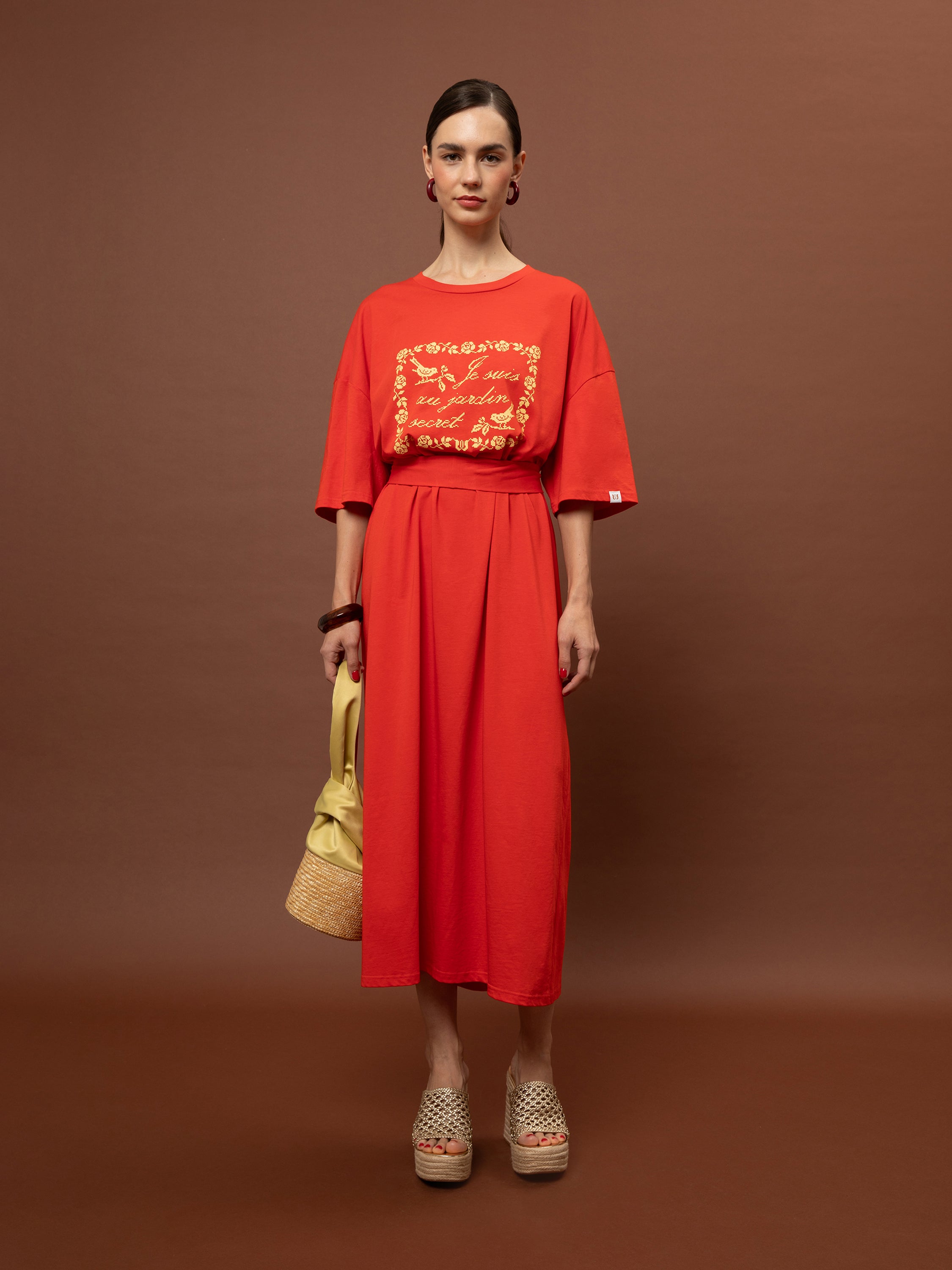 OVERSIZED MAXI T-SHIRT-DRESS RED