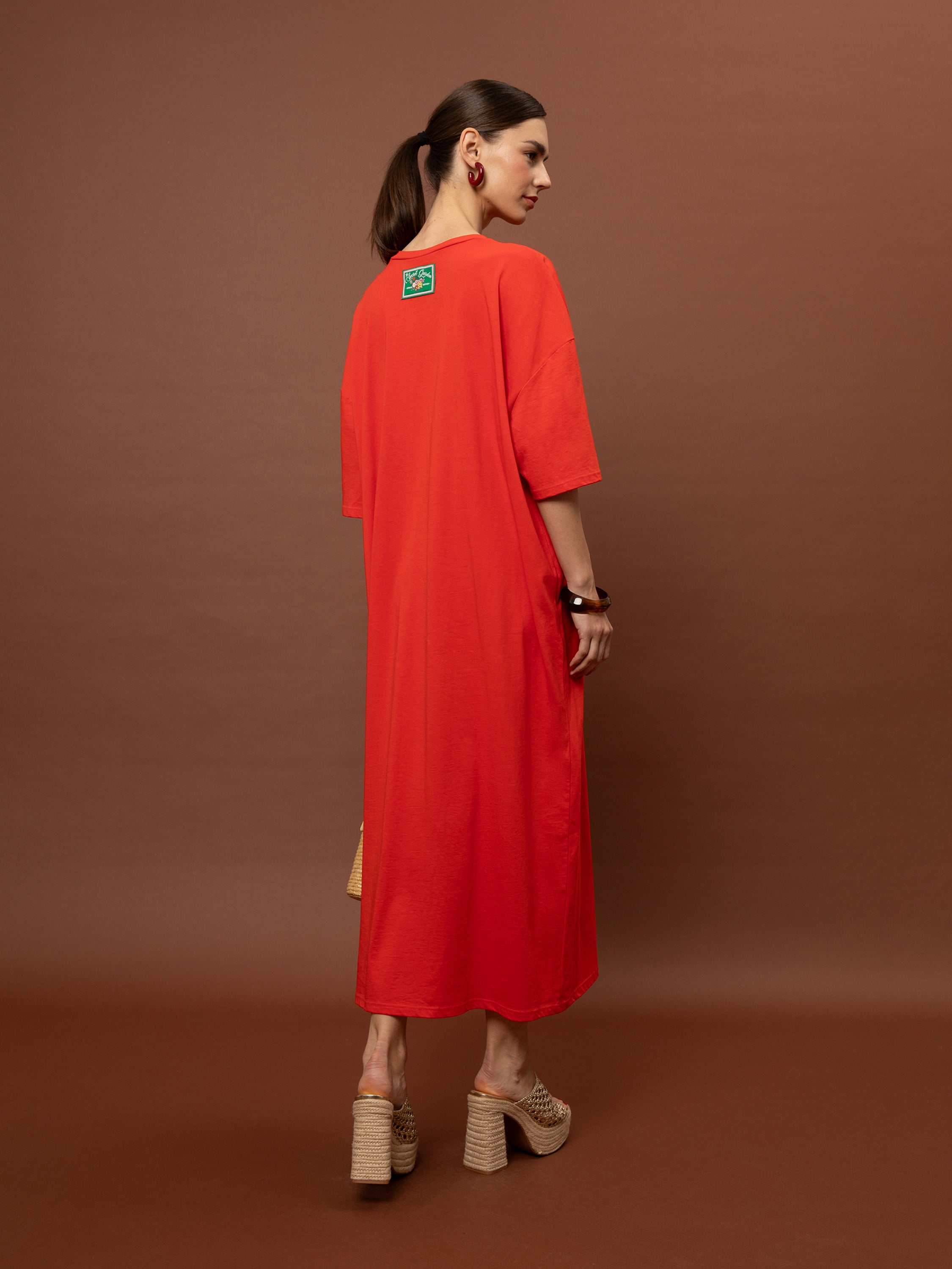 OVERSIZED MAXI T-SHIRT-DRESS RED
