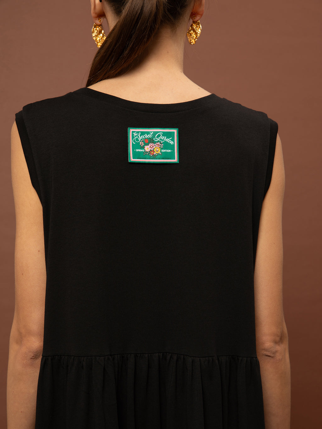 SLEEVELESS COTTON DRESS - BLACK