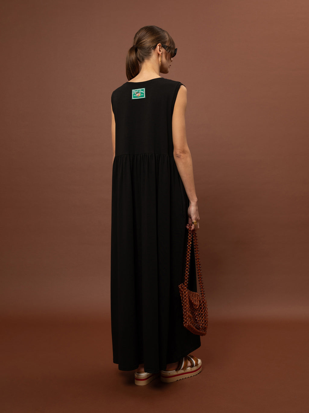 SLEEVELESS COTTON DRESS - BLACK