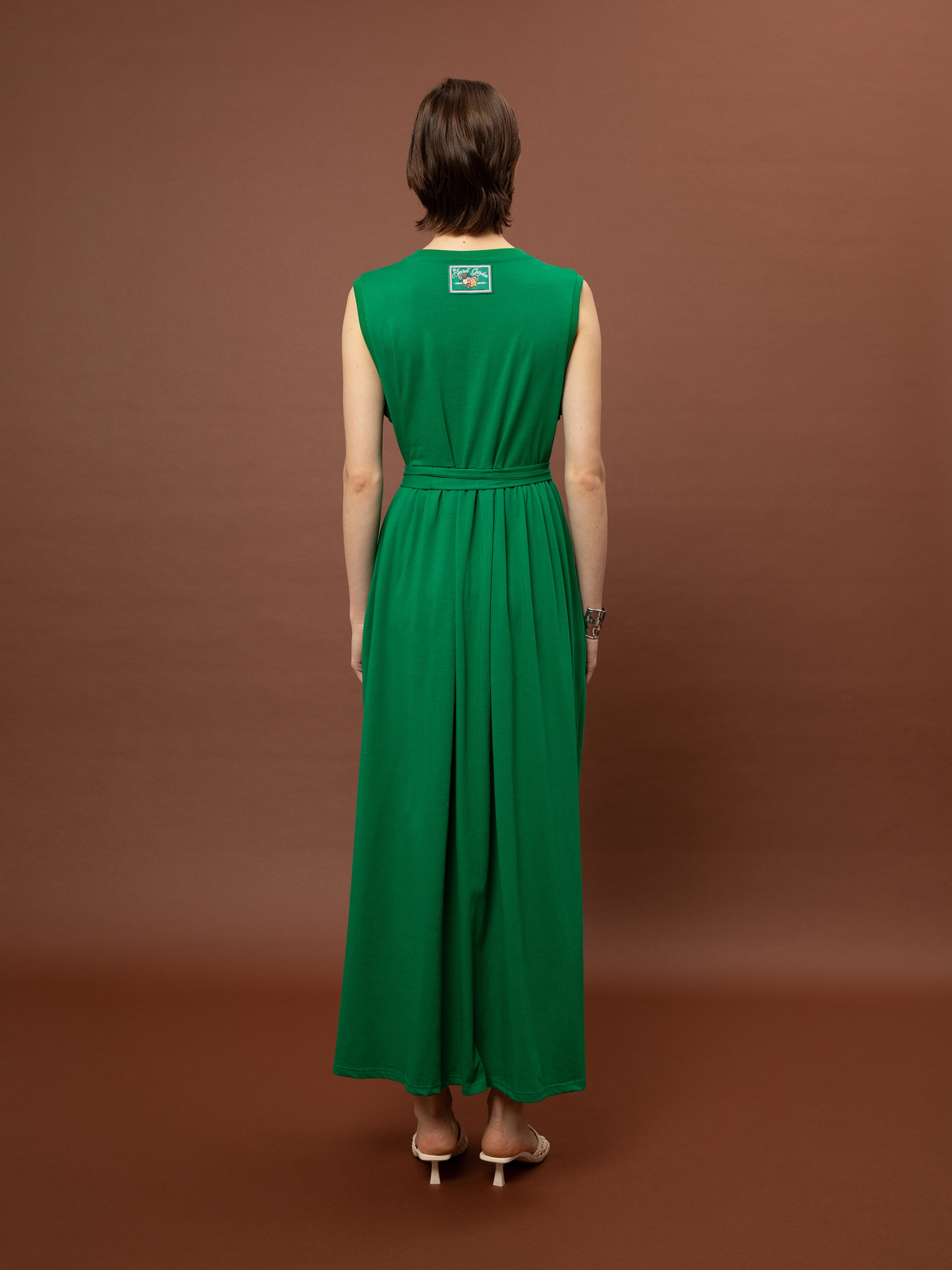 SLEEVELESS COTTON DRESS - GREEN
