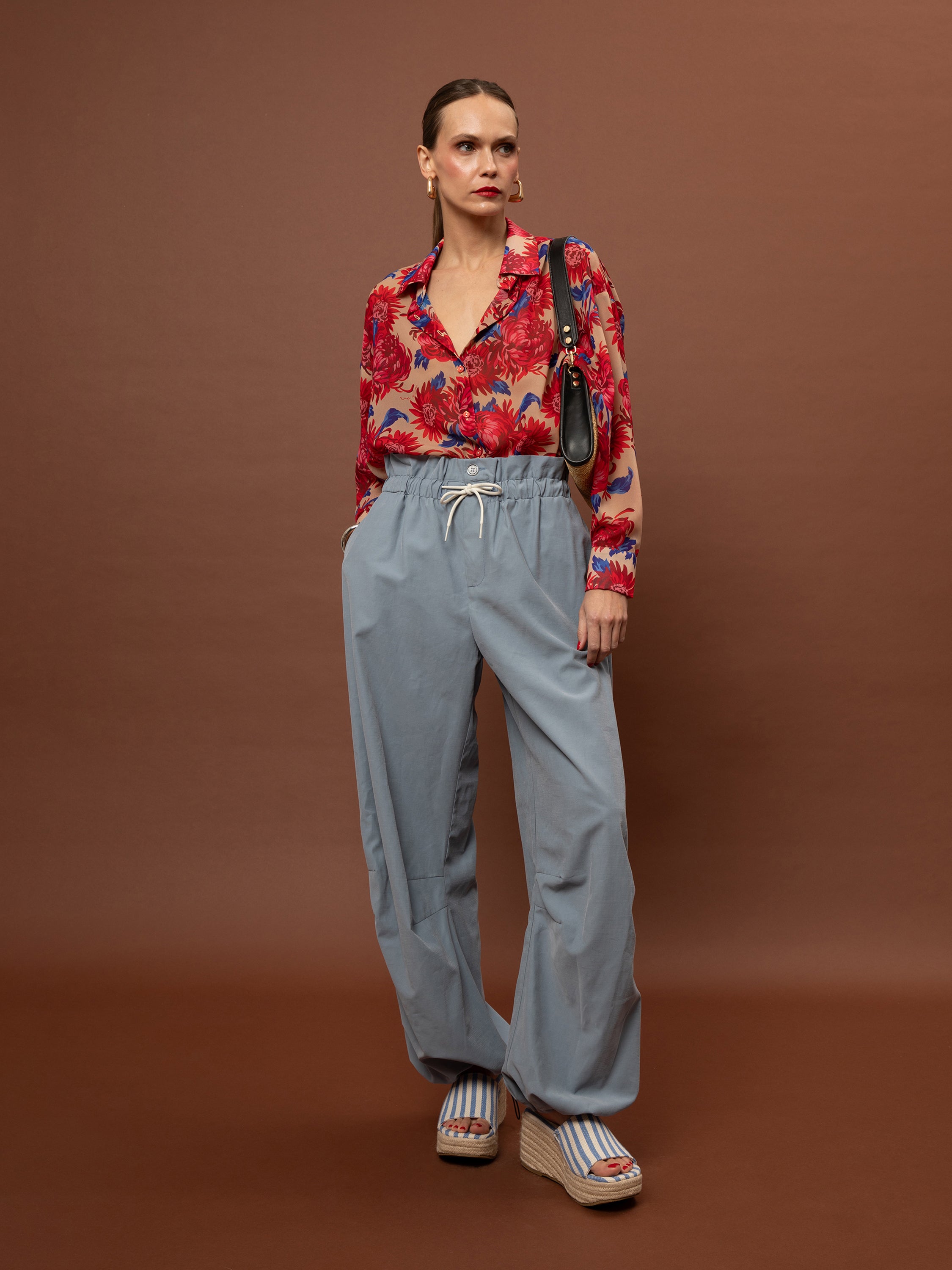 OVERSIZED CHIFFON SHIRT - CHRYSANTHEMA BEIGE