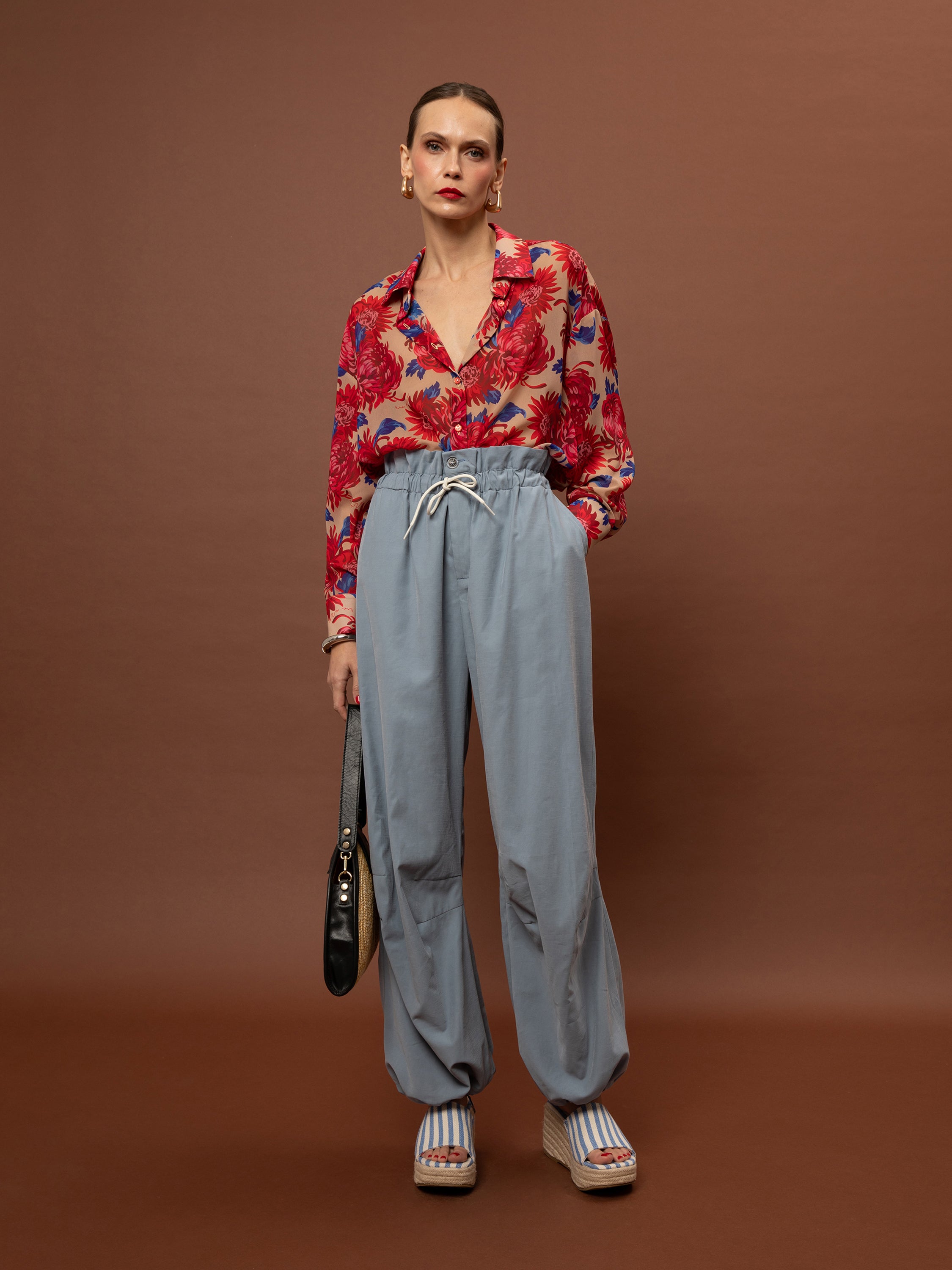 OVERSIZED CHIFFON SHIRT - CHRYSANTHEMA BEIGE