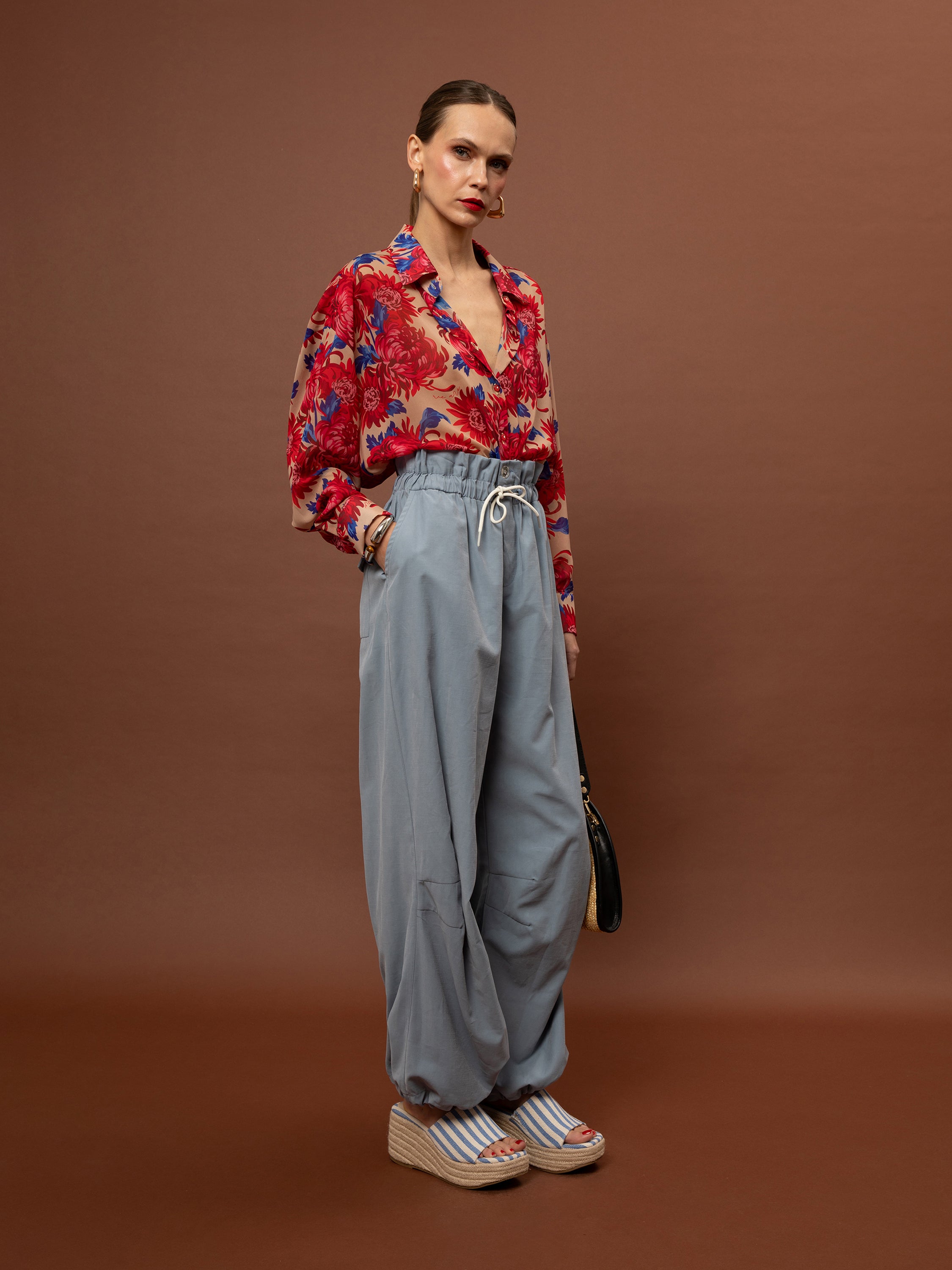 OVERSIZED CHIFFON SHIRT - CHRYSANTHEMA BEIGE