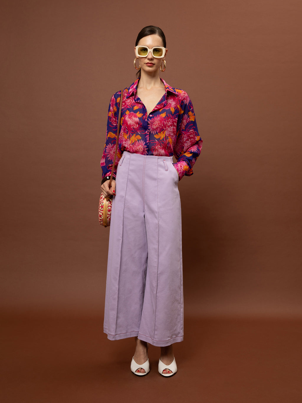DENIM CROPPED PANTS - LILAC