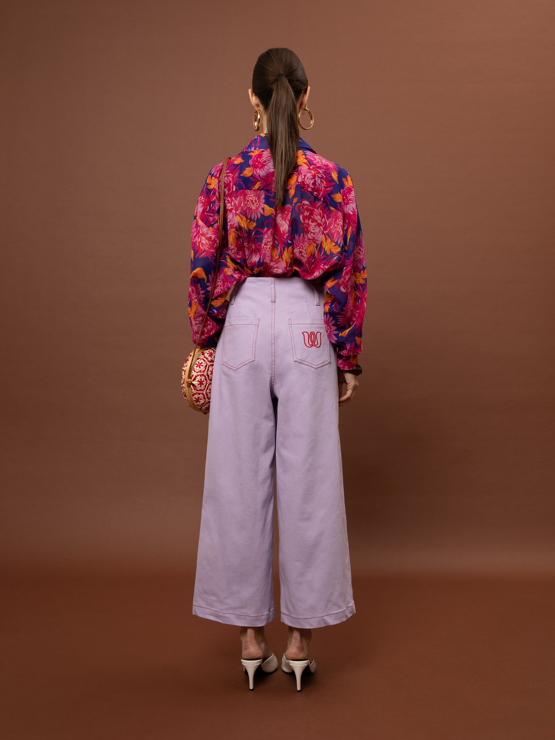 DENIM CROPPED PANTS - LILAC