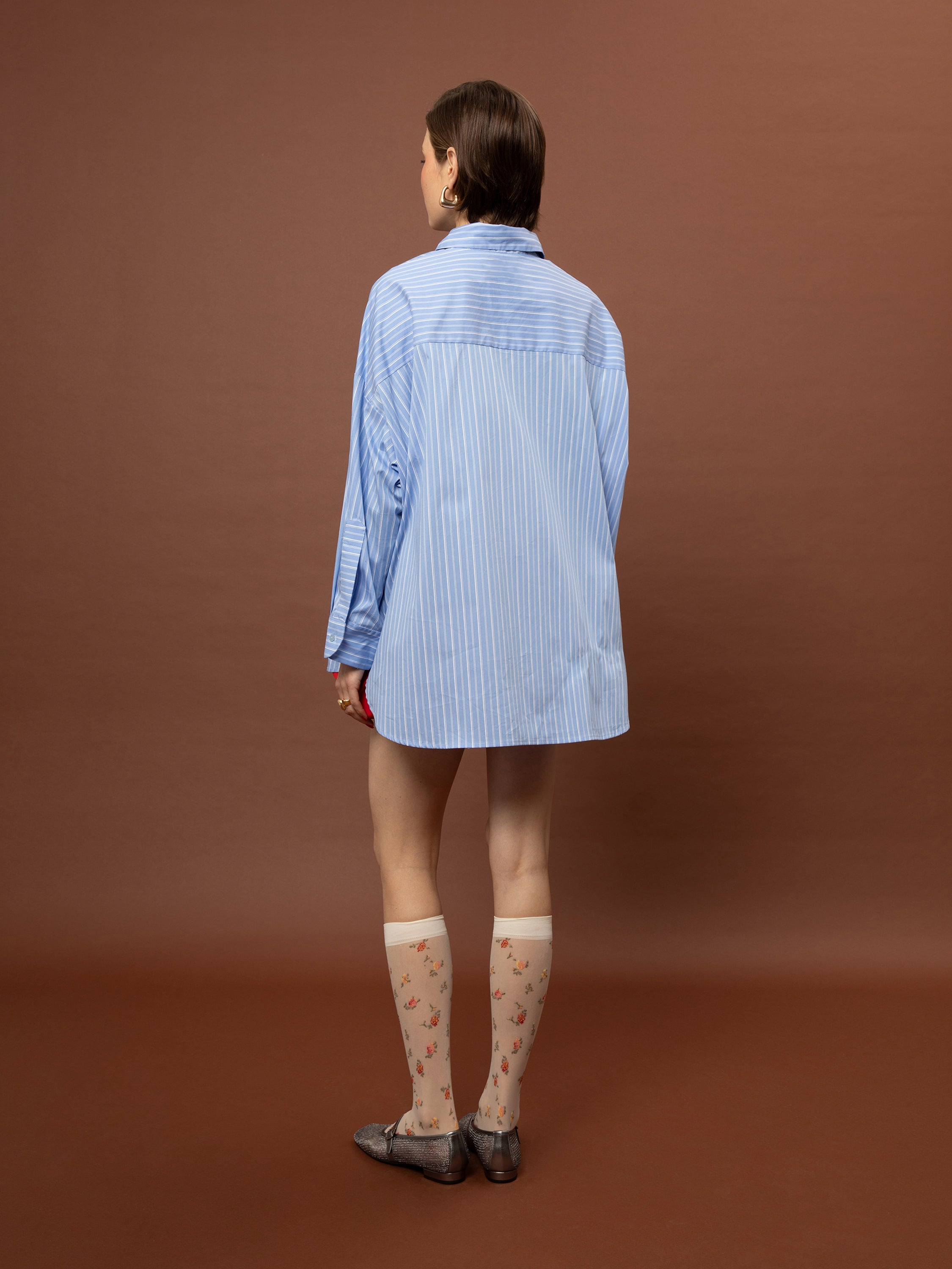 OVERSIZED STRIPED SHIRT - LIGHT BLUE
